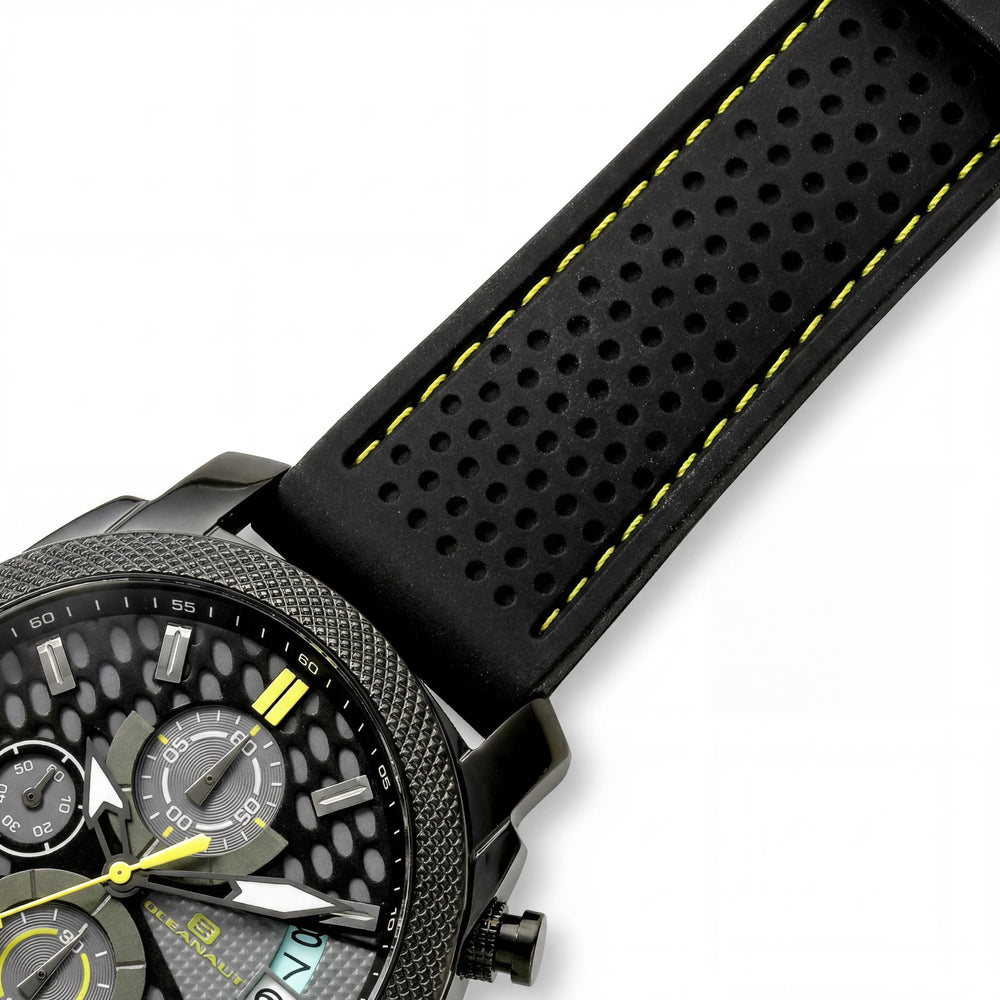 Oceanaut OC2322 Reloj cronógrafo Kryptonite para hombre, con fecha, caja de acero inoxidable negra y gris, correa de caucho de 42 mm