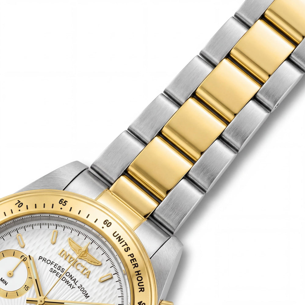 Reloj cronógrafo de cuarzo unisex Invicta Speedway 9212, 39 mm, esfera blanca, correa de acero inoxidable, resistente al agua hasta 20 ATM