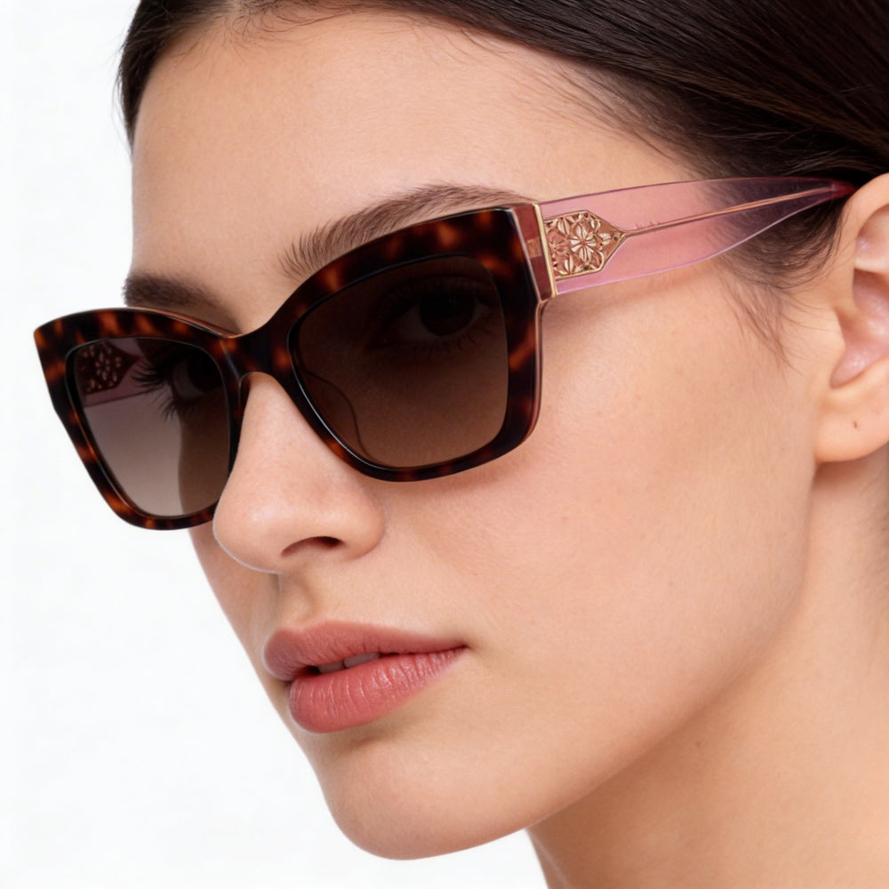 kate spade new york Classic Women's Cat Eye Plastic Sunglasses Havana Pink/Brown Shaded Gradient UV Protection 53mm