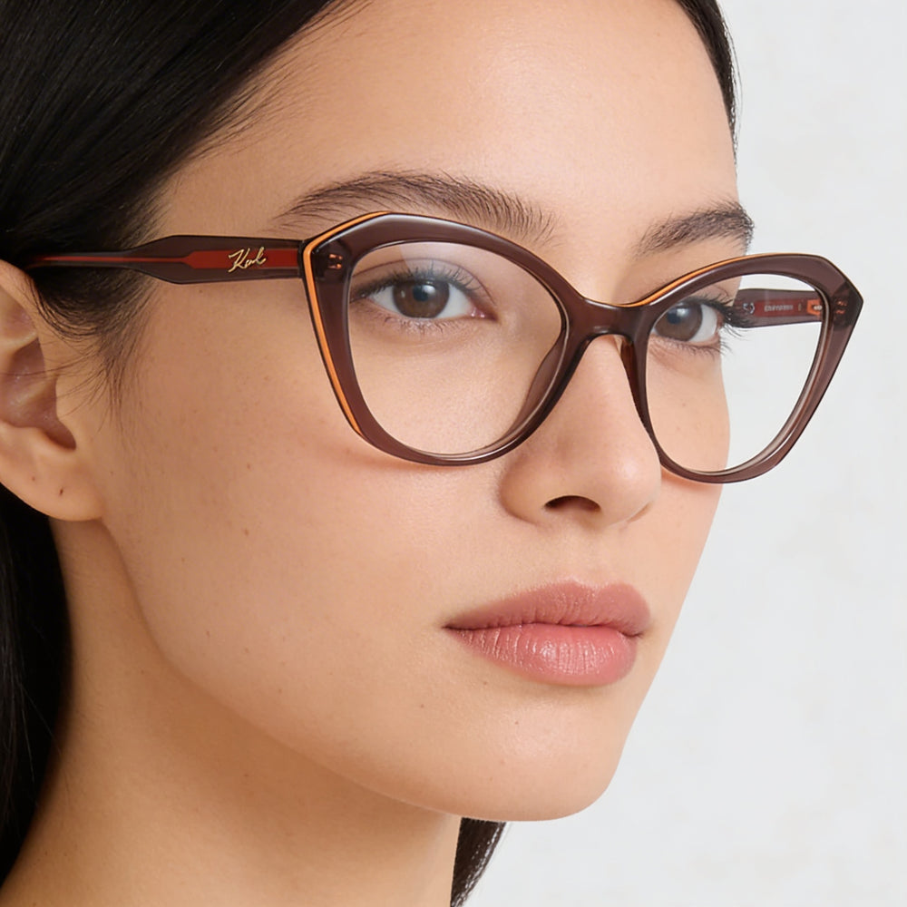 Gafas para mujer KARL LAGERFELD Modernas Marrones con Montura iniciettato, Ancho de Lente 52 mm, Ancho de Puente 19 mm, Longitud de Patilla 140 mm