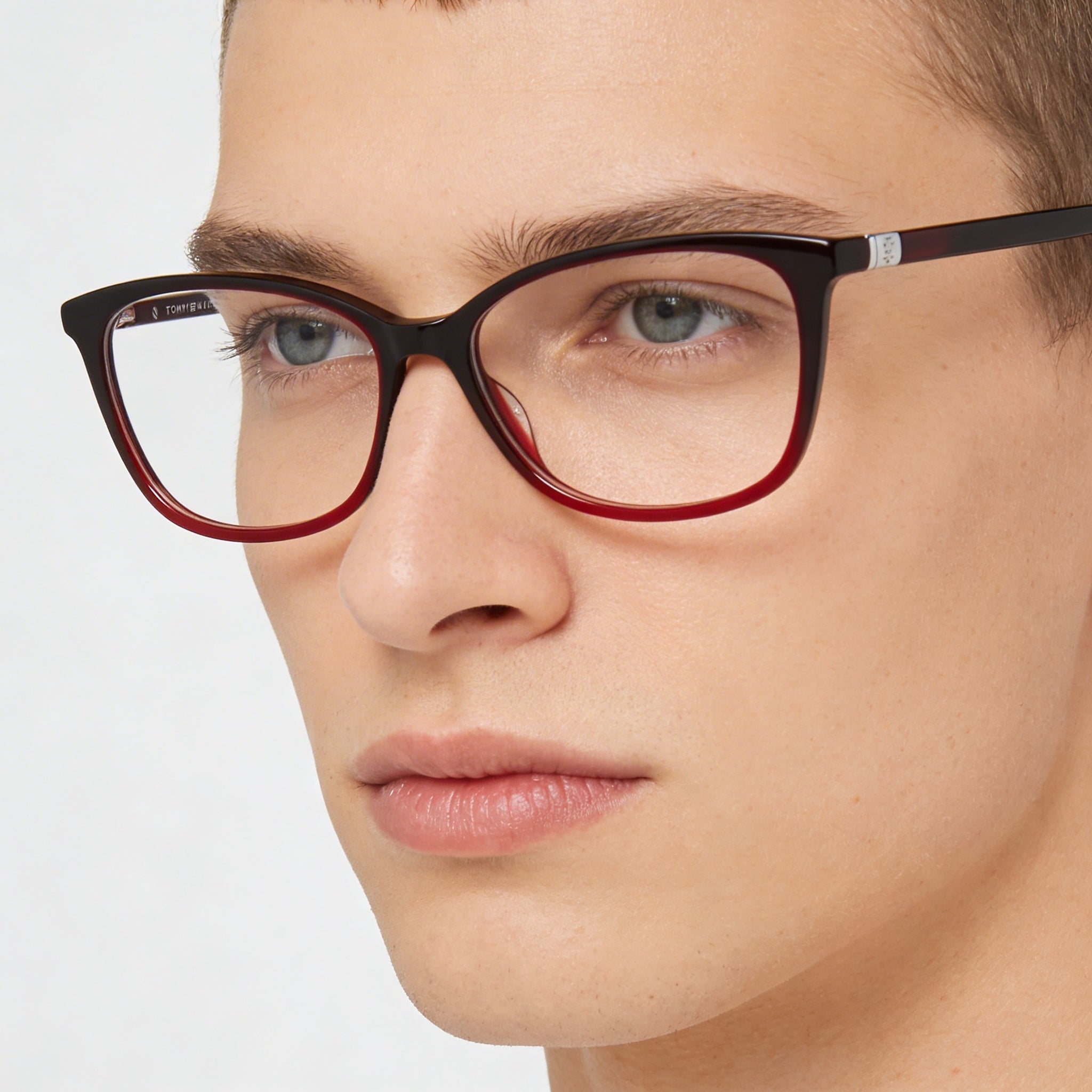 Tommy Hilfiger RECTANGULAR / SQUARE Unisex Burgundy Red Plastic Frame Eyewear, Size 54-15-140, Photo 4