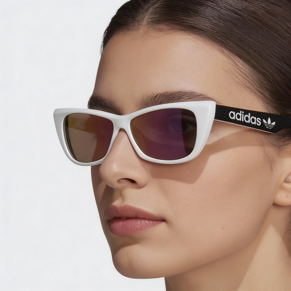 Gafas de sol adidas Originals Contemporaneo con montura de plástico para mujer, color blanco y negro, protección UV, 55 mm