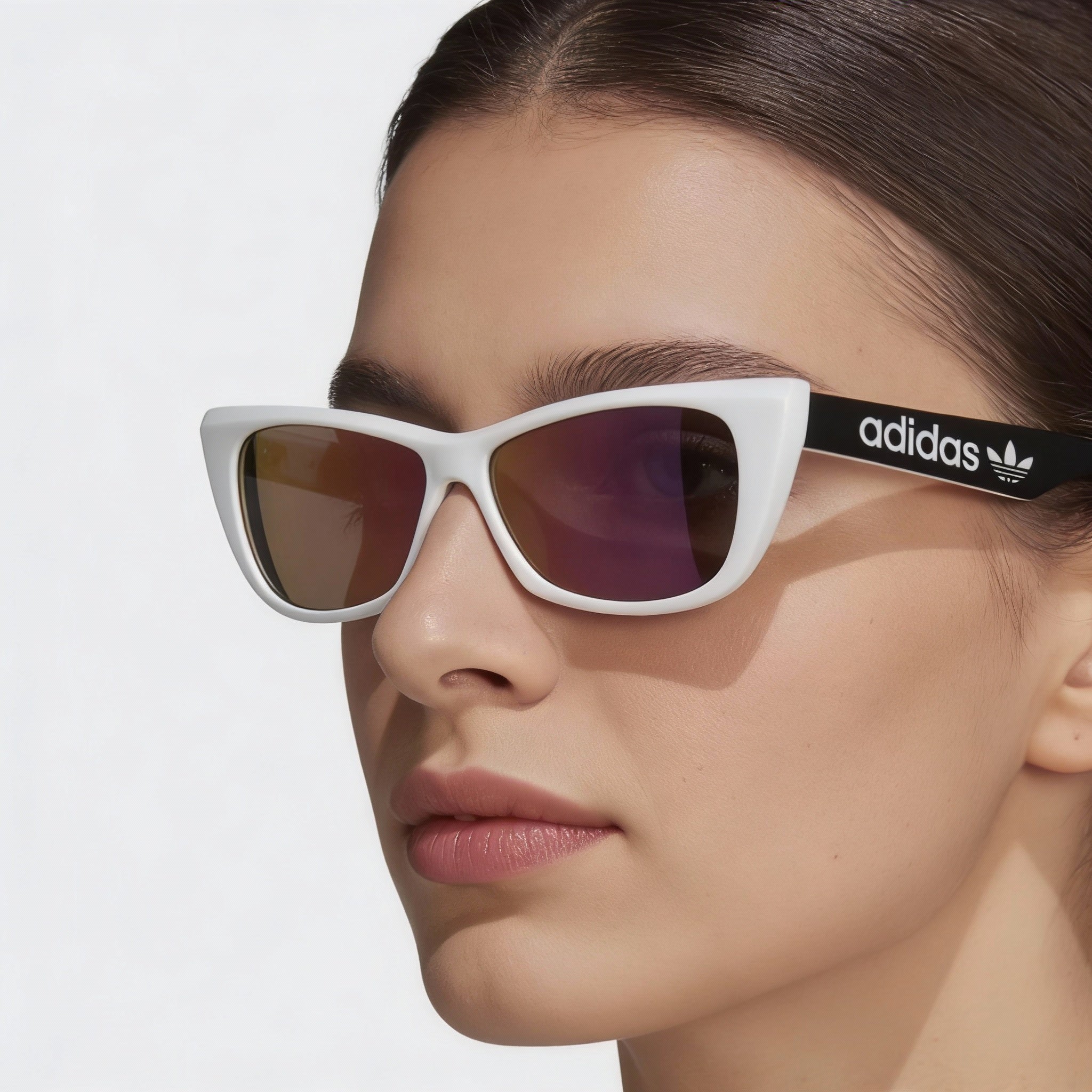 adidas Originals Contemporaneo Women's Plastic Frame Sunglasses, White Black, UV Protection, 55mm, Photo 4