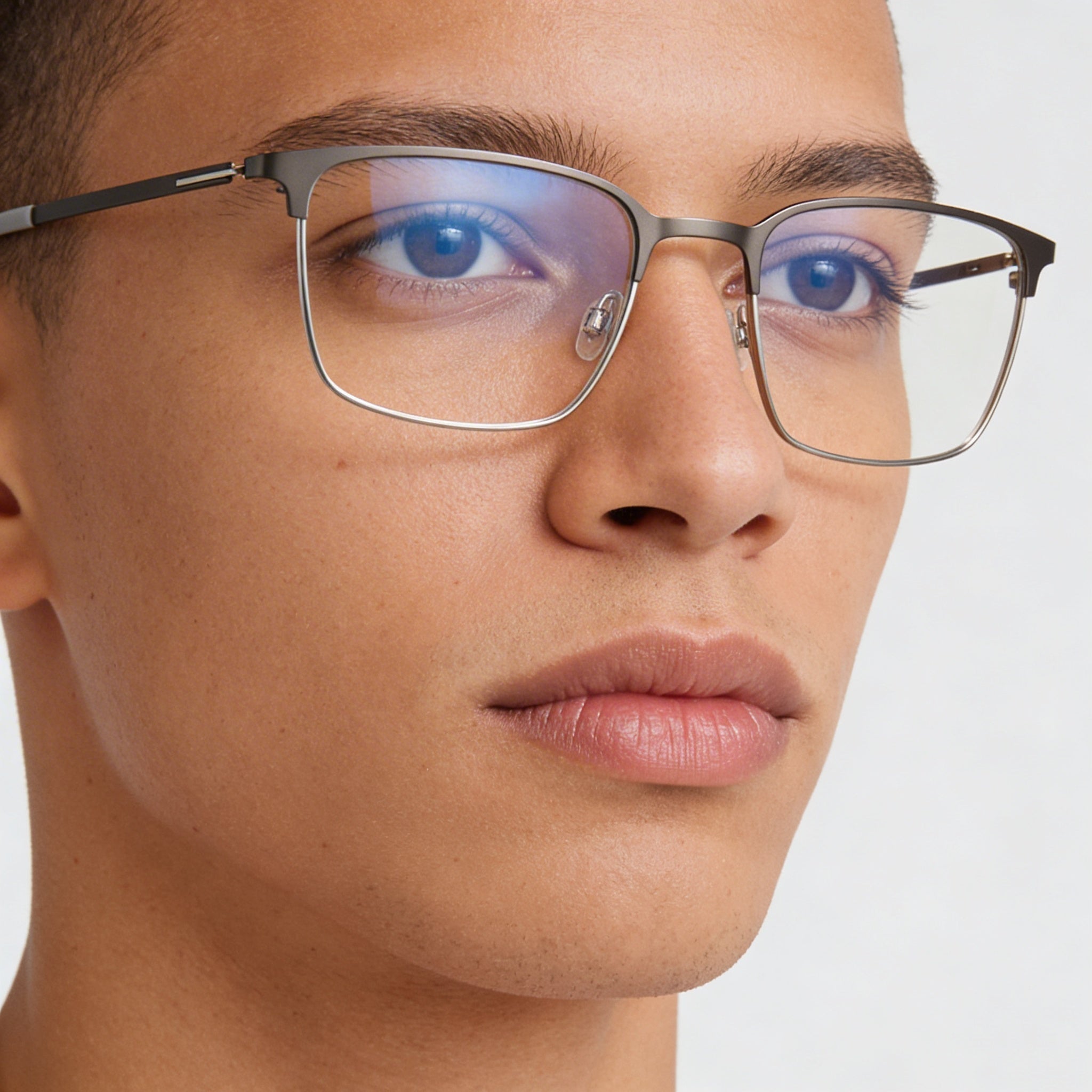 Flexon E1140 Unisex Acetate Frame Eyeglasses with Polycarbonate Lenses Matte Gunmetal Silver 54mm, Photo 3