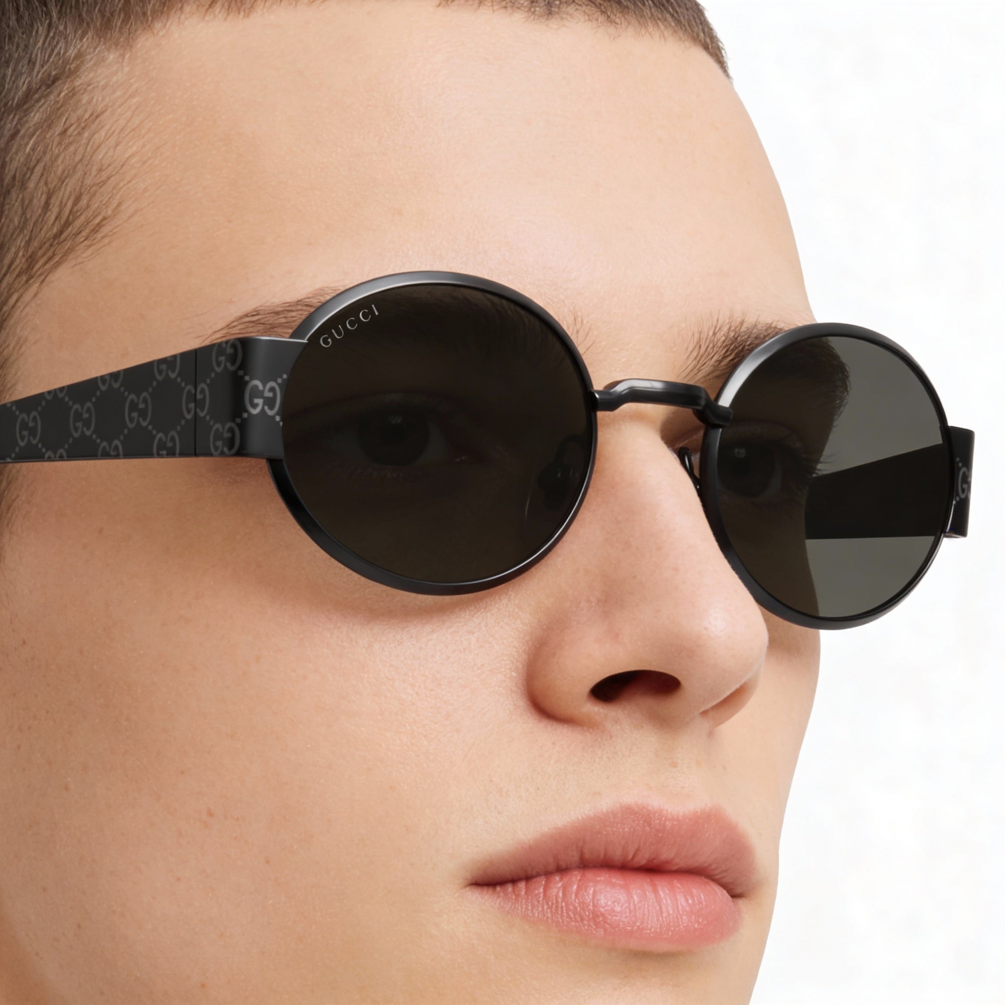 Gafas de sol Gucci Fashion GG1854S 001 unisex, montura de metal negro y gris, lentes grises, protección UV, 51 mm, Photo 5