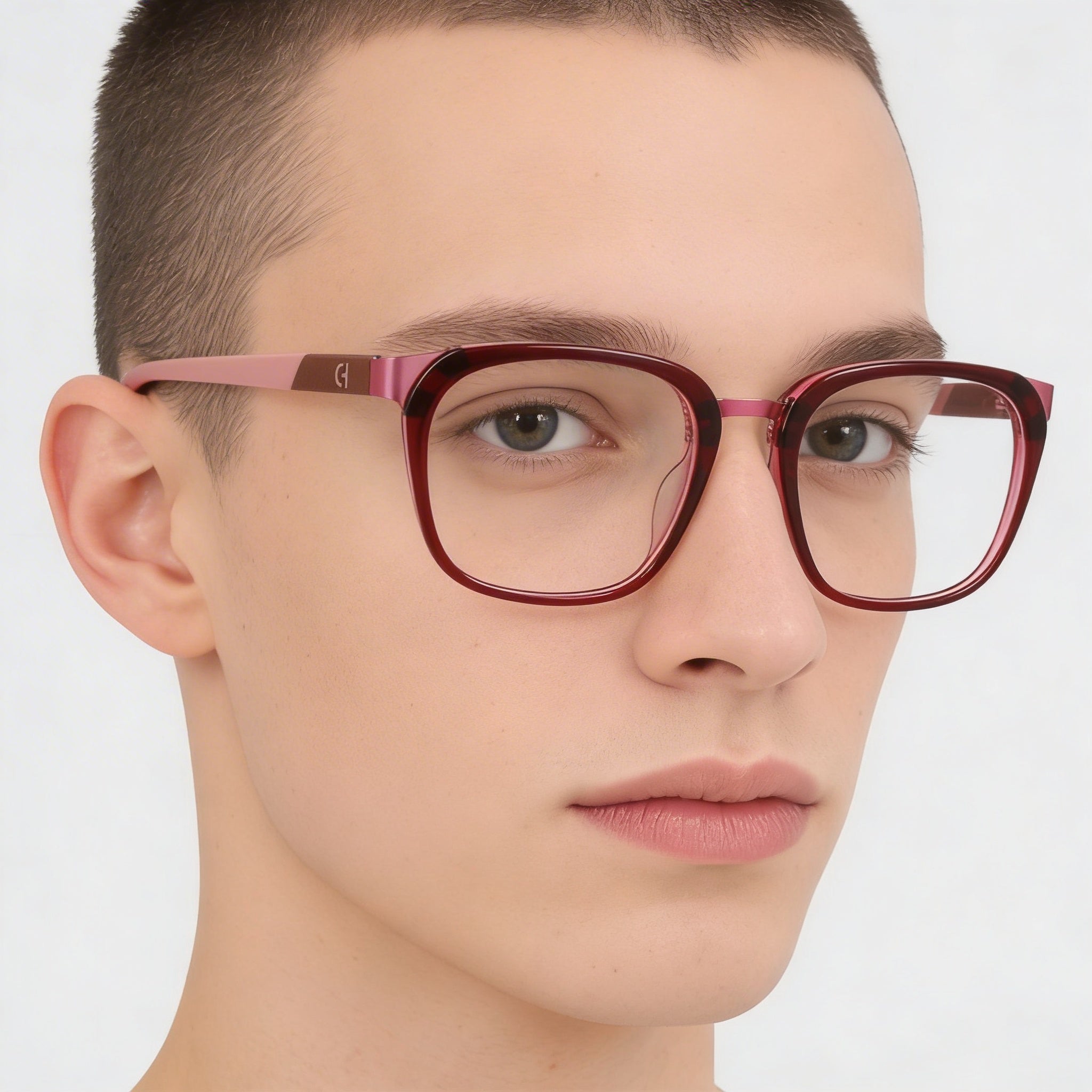 Cole Haan Unisex Burgundy Crystal Black Frame Eyeglasses with Clear Demo Lenses, Prescription Ready, Photo 3