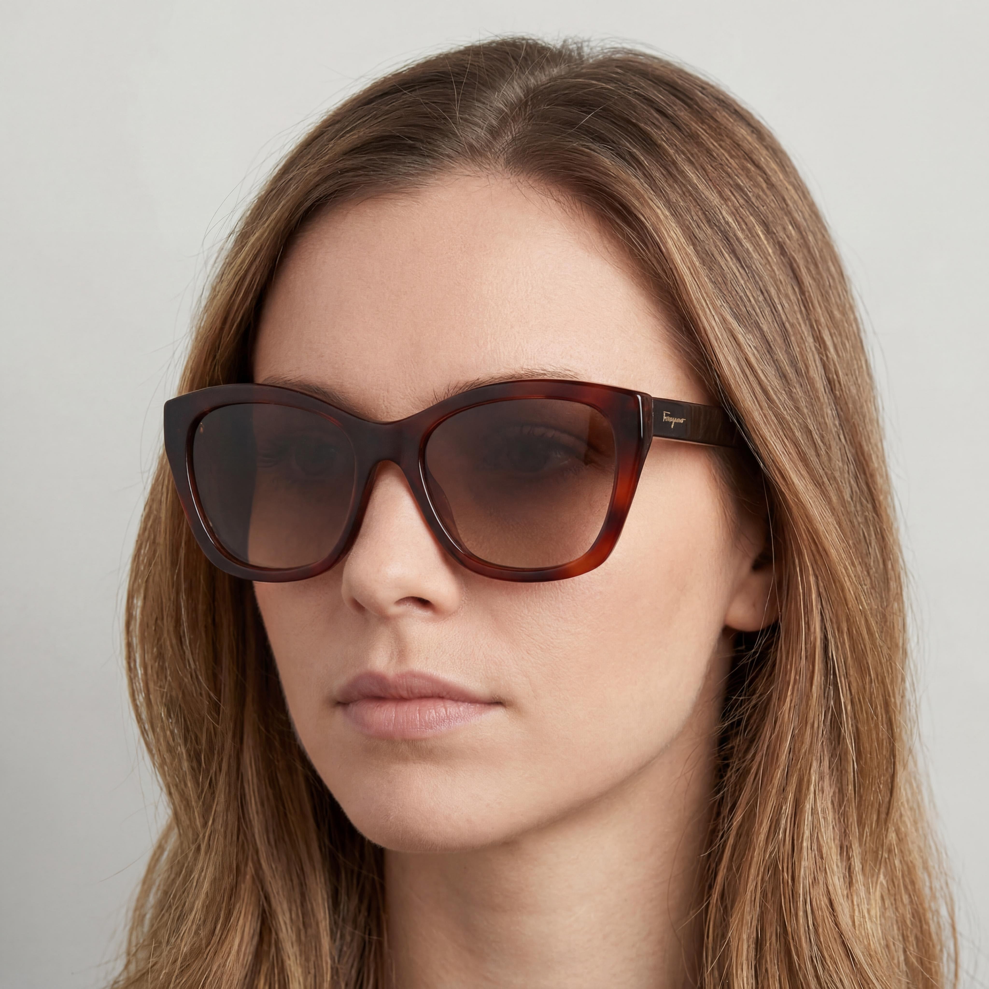 Gafas de sol Salvatore Ferragamo SF957S de ojo de gato para mujer, de plástico carey, marrones no polarizadas, protección UV 100%, 56 mm, Photo 4