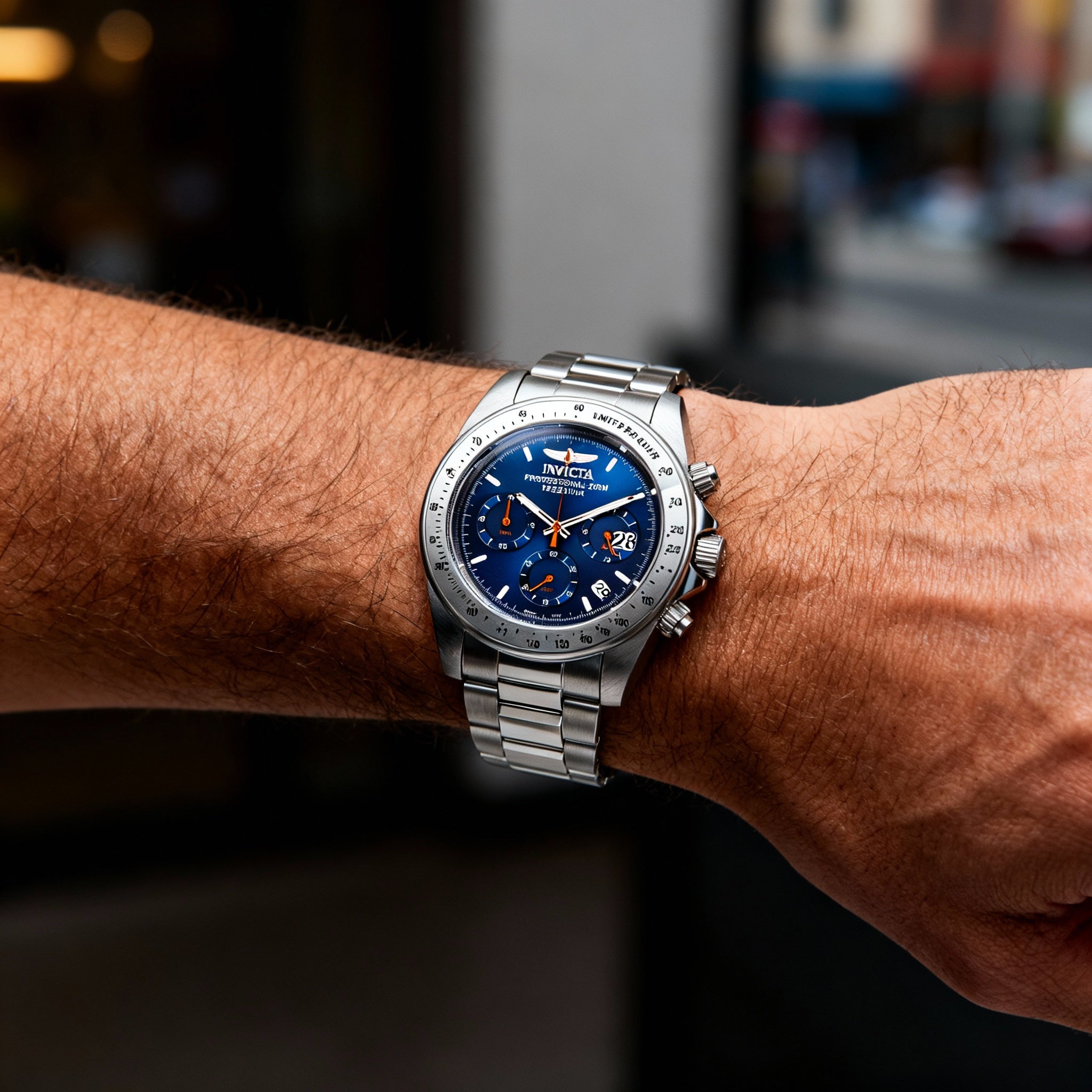 Invicta Speedway 27770 Men's Chronograph Quartz Dual-Time Stainless Steel Blue Dial Watch 39.5mm, Photo 4