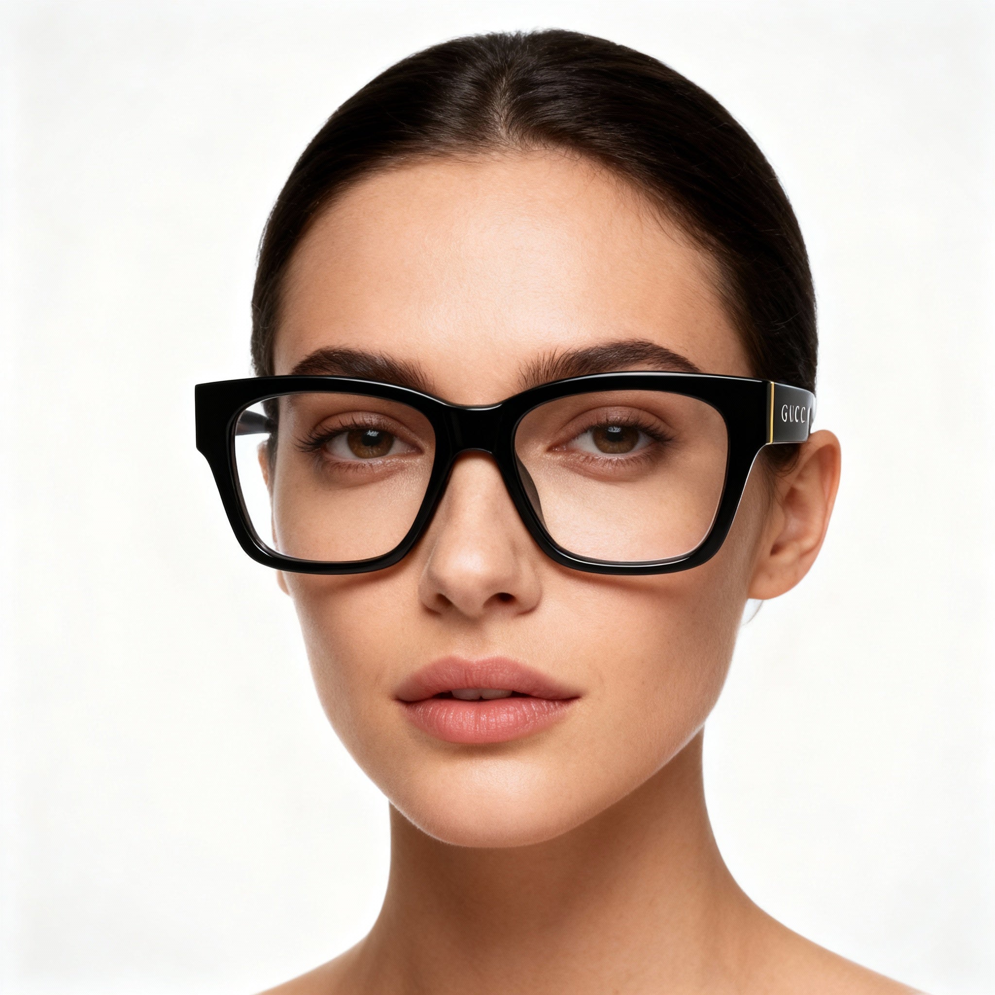 Gucci Gg1133o-001 Women's Full Rim Plastic Cat Eye Optical Frames, Black/Silver, 52-18-42