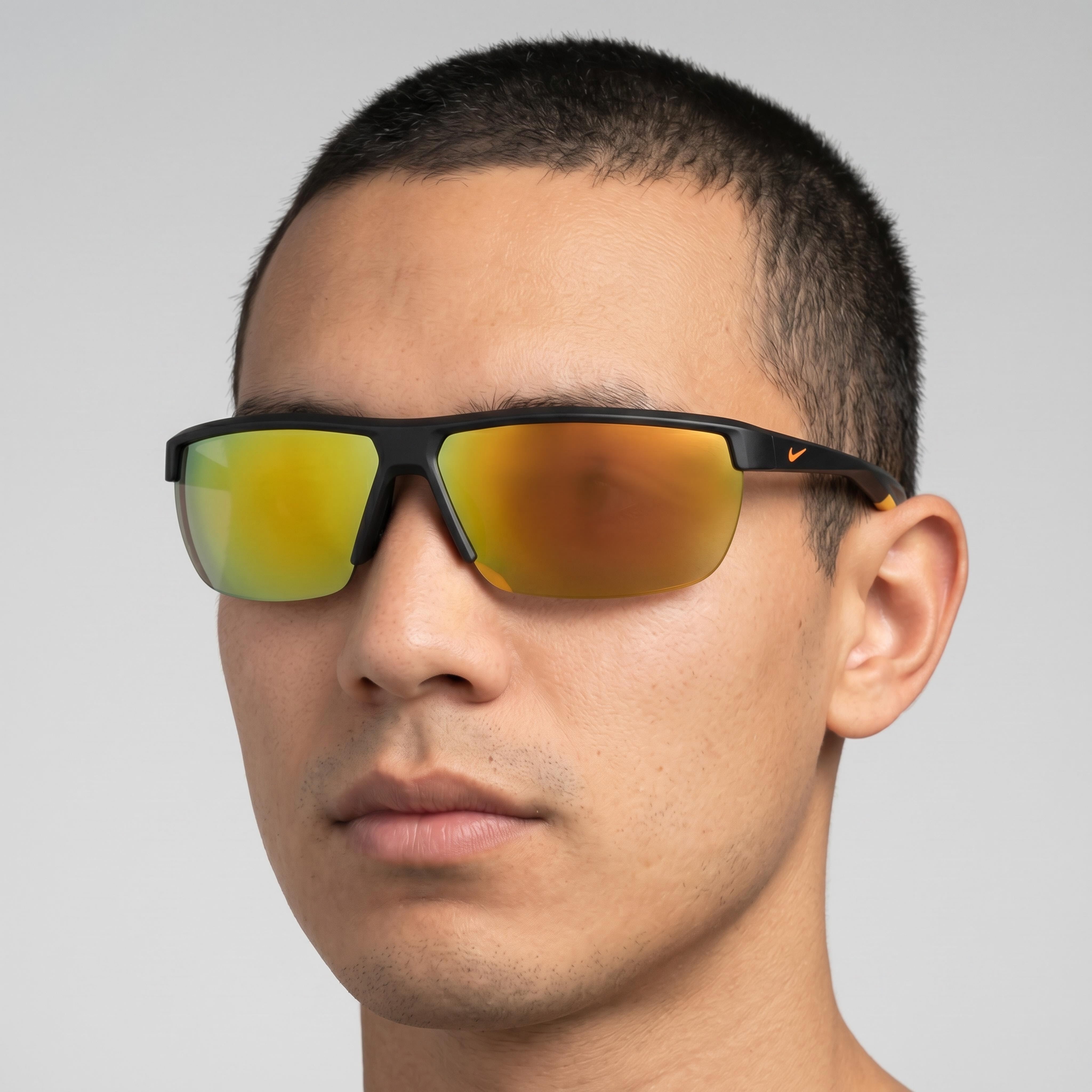Nike Tempest Unisex Gridiron Orange Plastic Sunglasses with UV Protection Brown Orange Mirror Lenses 60mm, Photo 5