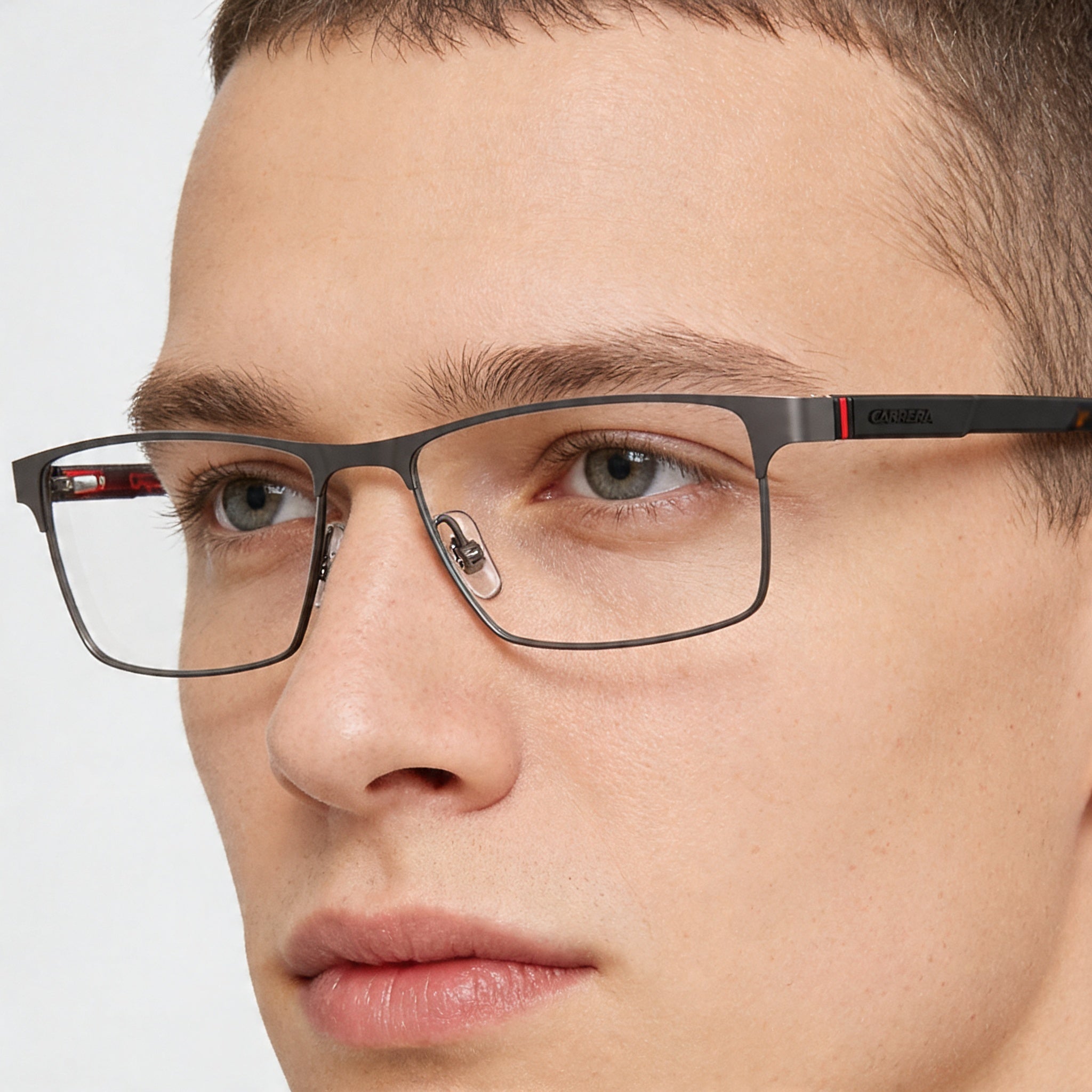 Carrera 8833 Unisex Stainless Steel Frame Eyeglasses with Polycarbonate Lenses Frame Size 56mm Matte Dark Ruthenium, Photo 5