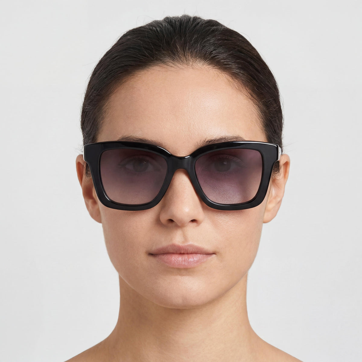 Gafas de sol Salvatore Ferragamo SF955S cuadradas para mujer, montura de plástico negro y dorado, lentes degradadas grises, protección UV, 53 mm, Photo 5