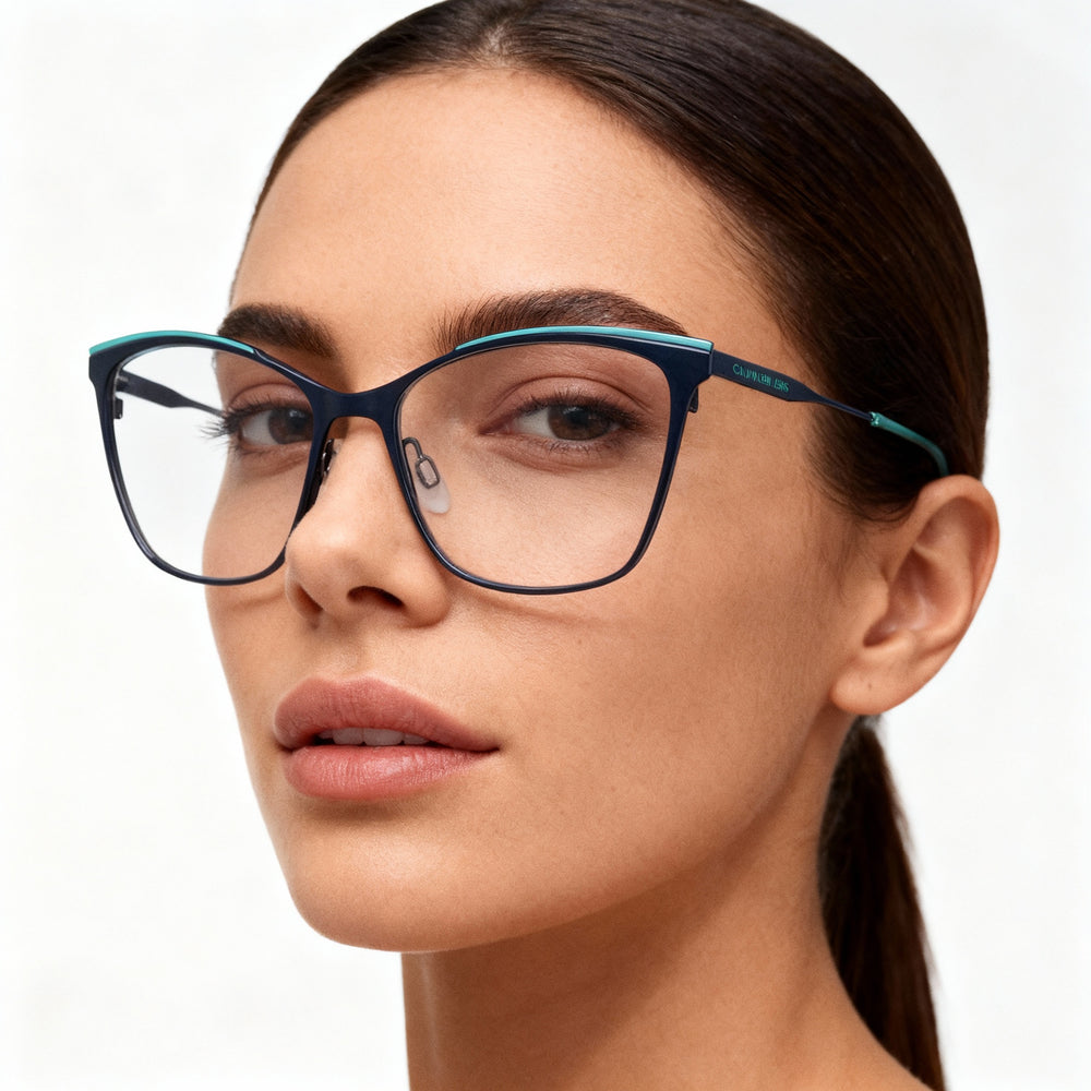 Gafas de sol Calvin Klein CKJ21207 para mujer, de metal, color azul marino, lentes de policarbonato no polarizadas, 53 mm