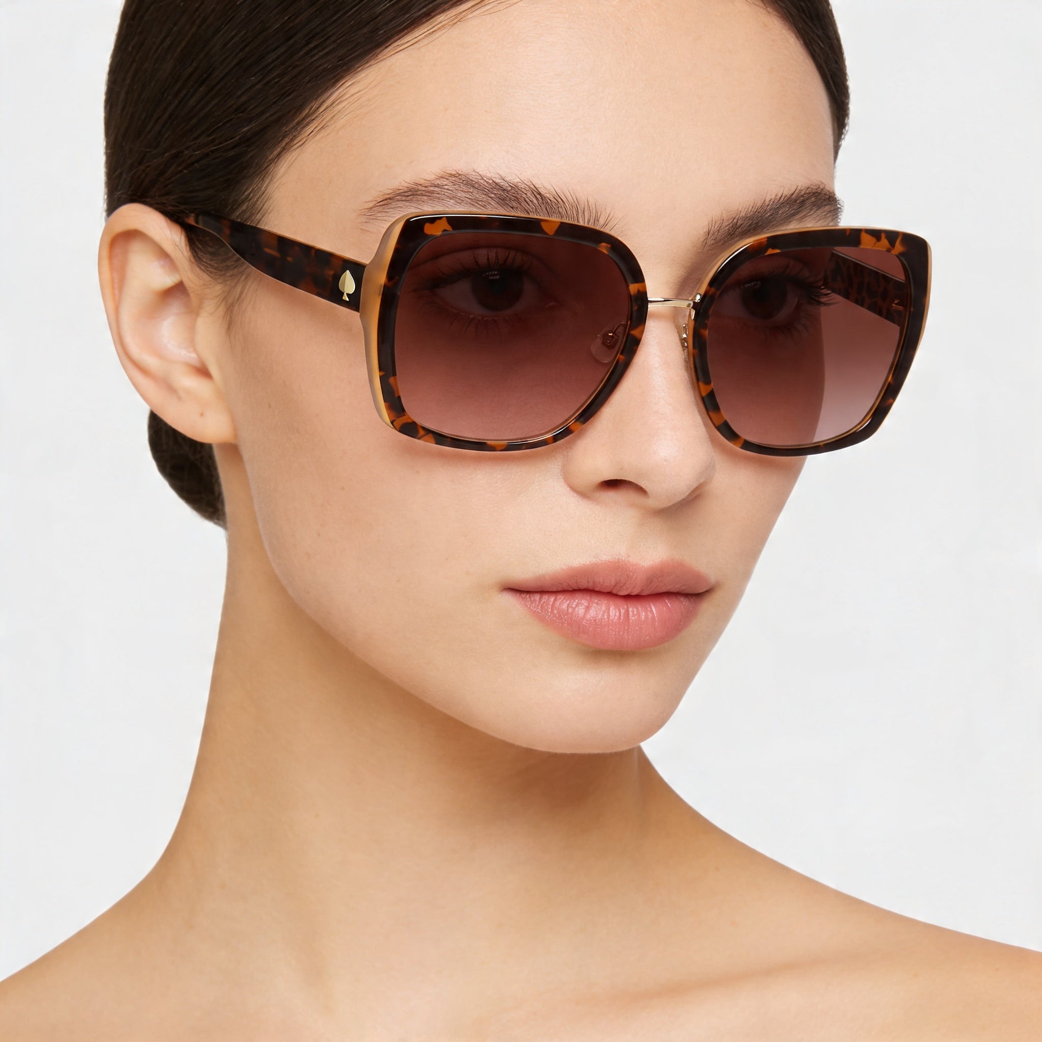 Gafas de sol de plástico marrón habana clásico de 56 mm con protección UV para mujer kate spade new york, Photo 3