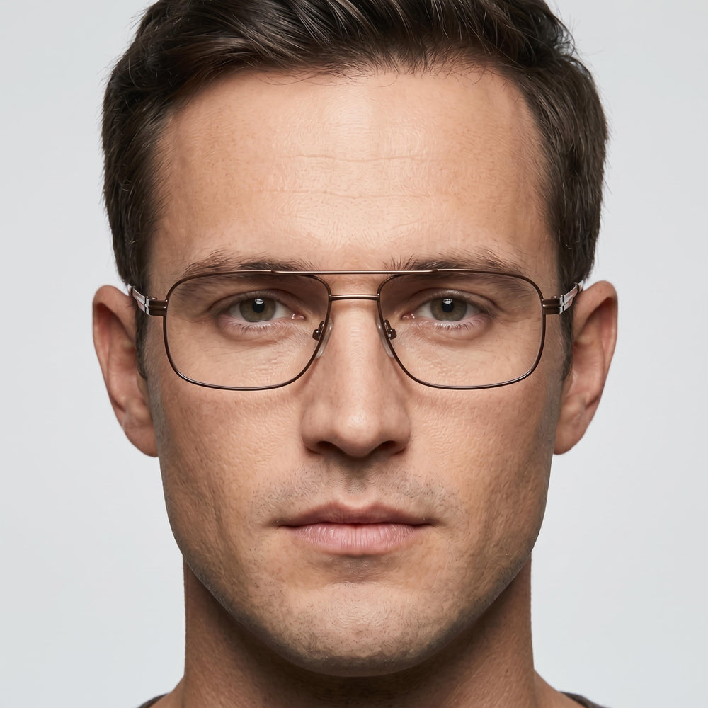 Gafas de lectura rectangulares transparentes de titanio marrón para hombre Chesterfield Chesterf 866/T 56-17-140