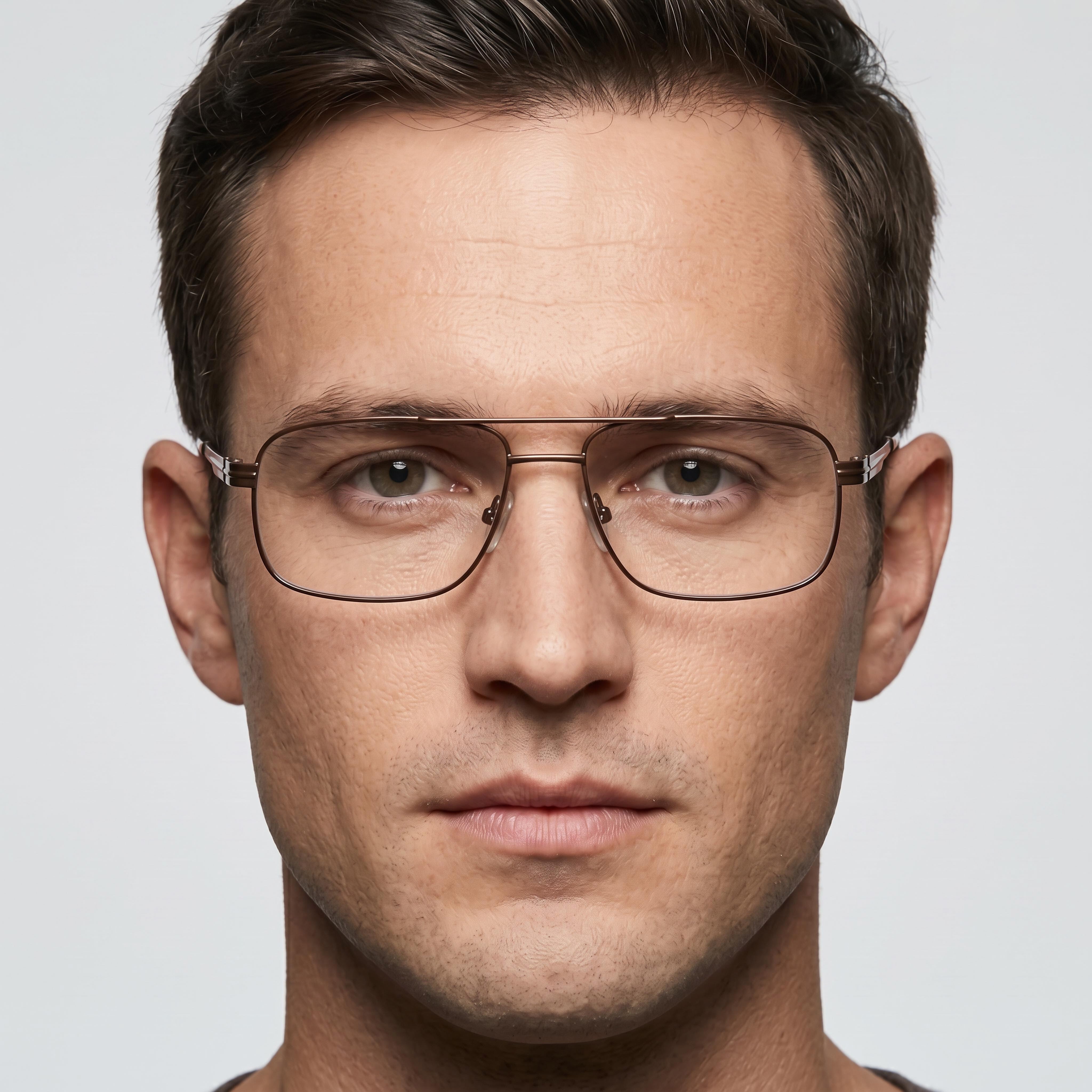 Gafas de lectura rectangulares transparentes de titanio marrón para hombre Chesterfield Chesterf 866/T 56-17-140, Photo 3