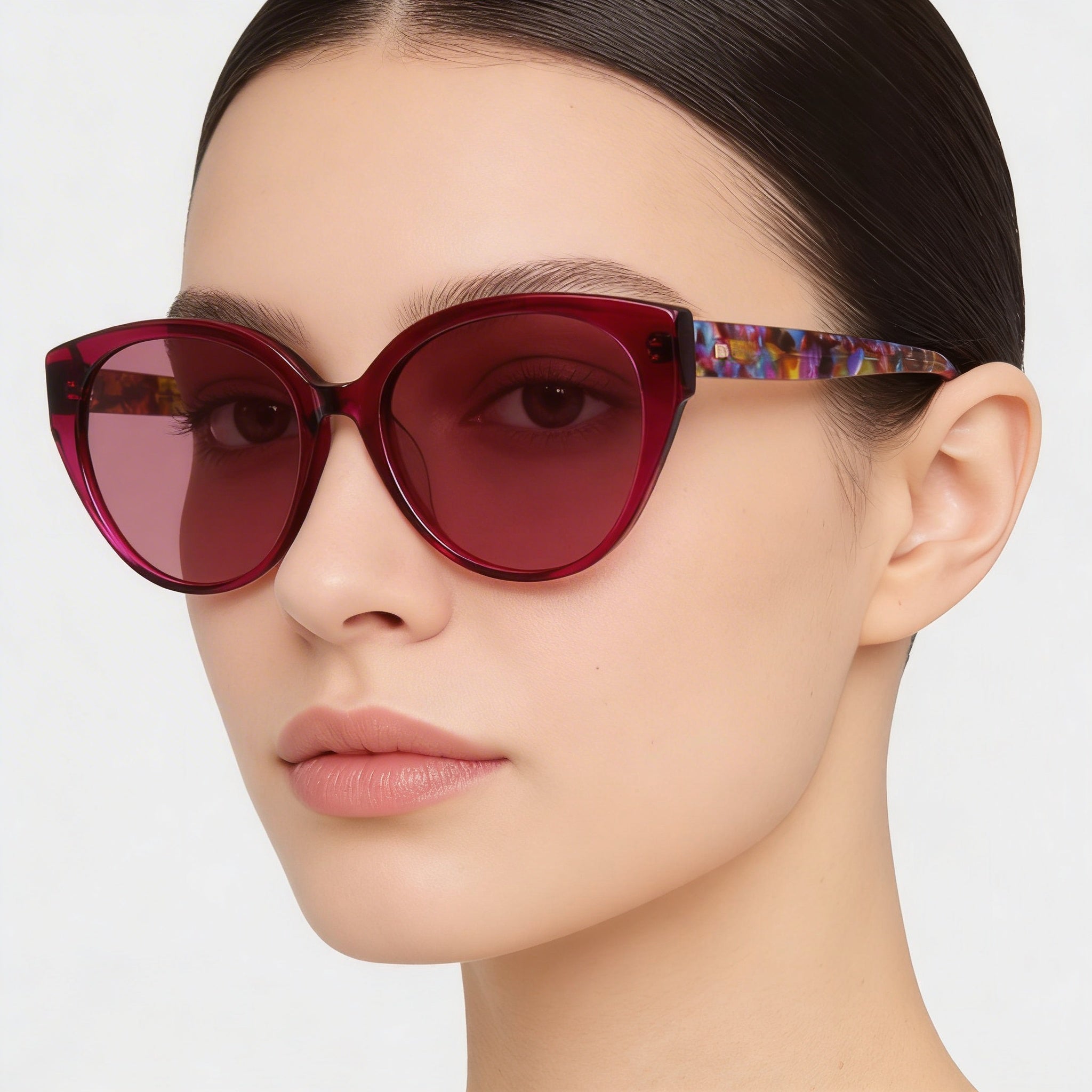 Gafas BEBE Classic para Mujer, Montura de Acetato Color Baya, Lentes de Policarbonato Multicolor, Ancho de Lente de 55 mm, Protección UV, Photo 3