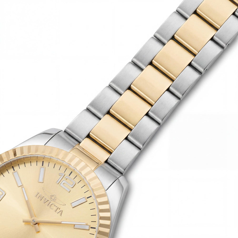 Invicta Specialty 49679 Reloj de cuarzo para hombre con esfera dorada, brazalete de acero inoxidable, 43 mm, resistente al agua 5 ATM