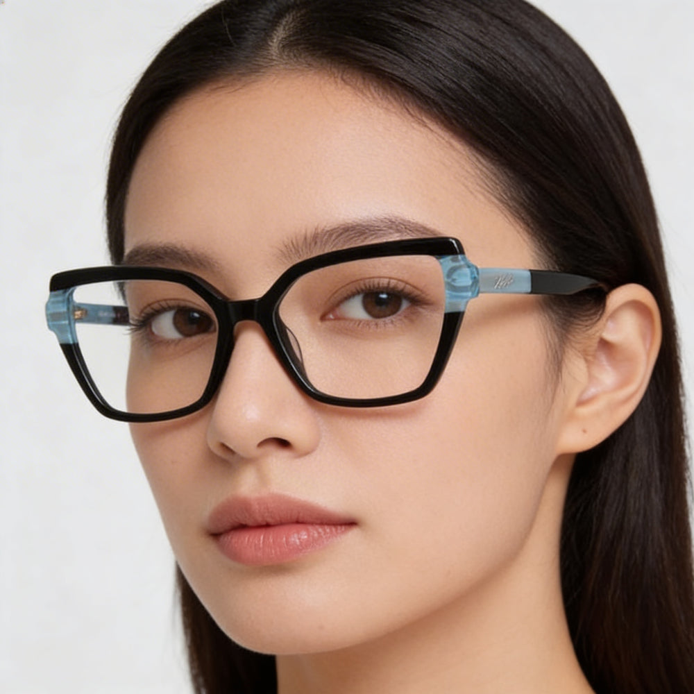 Gafas de sol KARL LAGERFELD modernas para mujer con montura de acetato y lentes de policarbonato azul oscuro de 53 mm