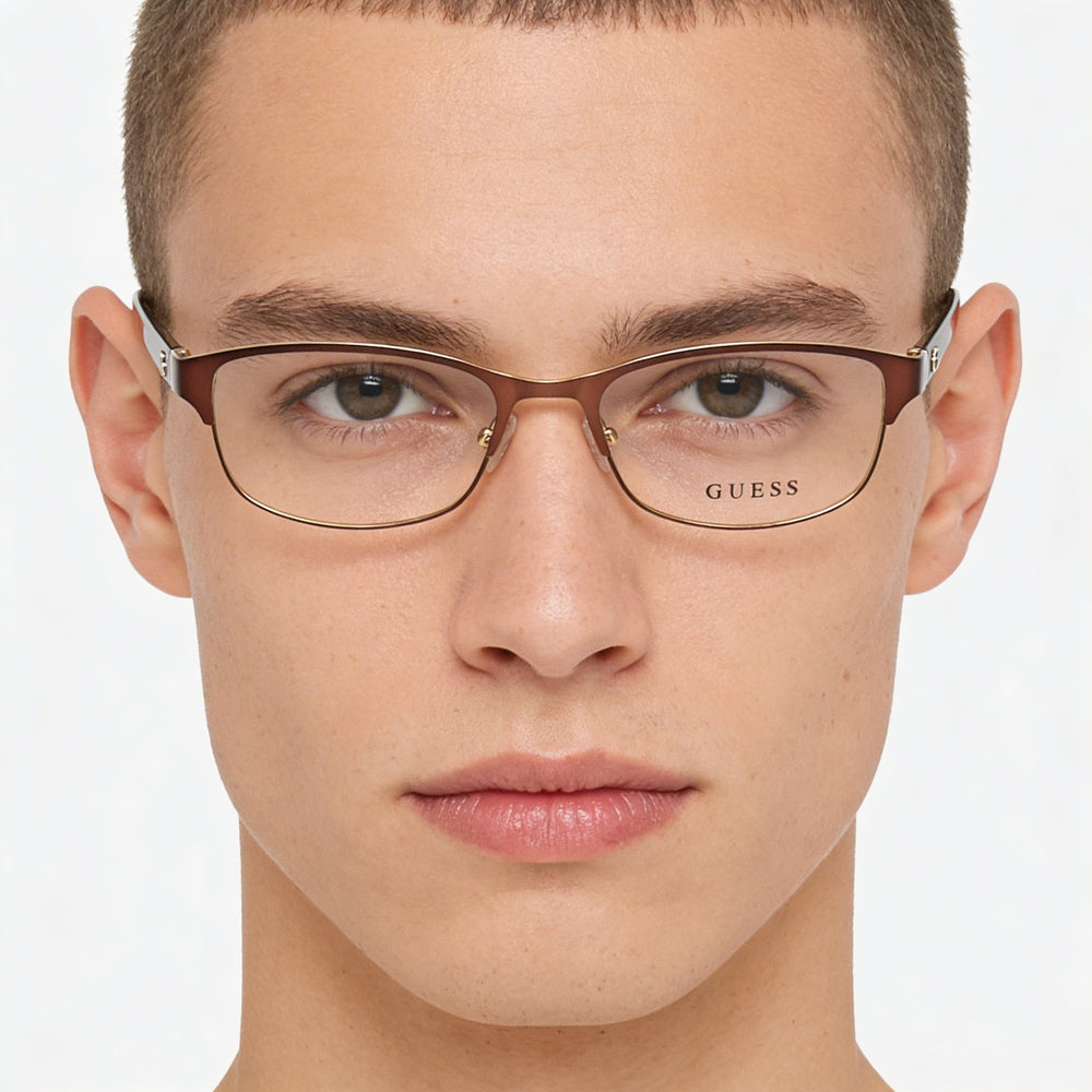 Guess Gu2614 Unisex Plastic Frame Eyeglasses Matte Dark Brown 52mm