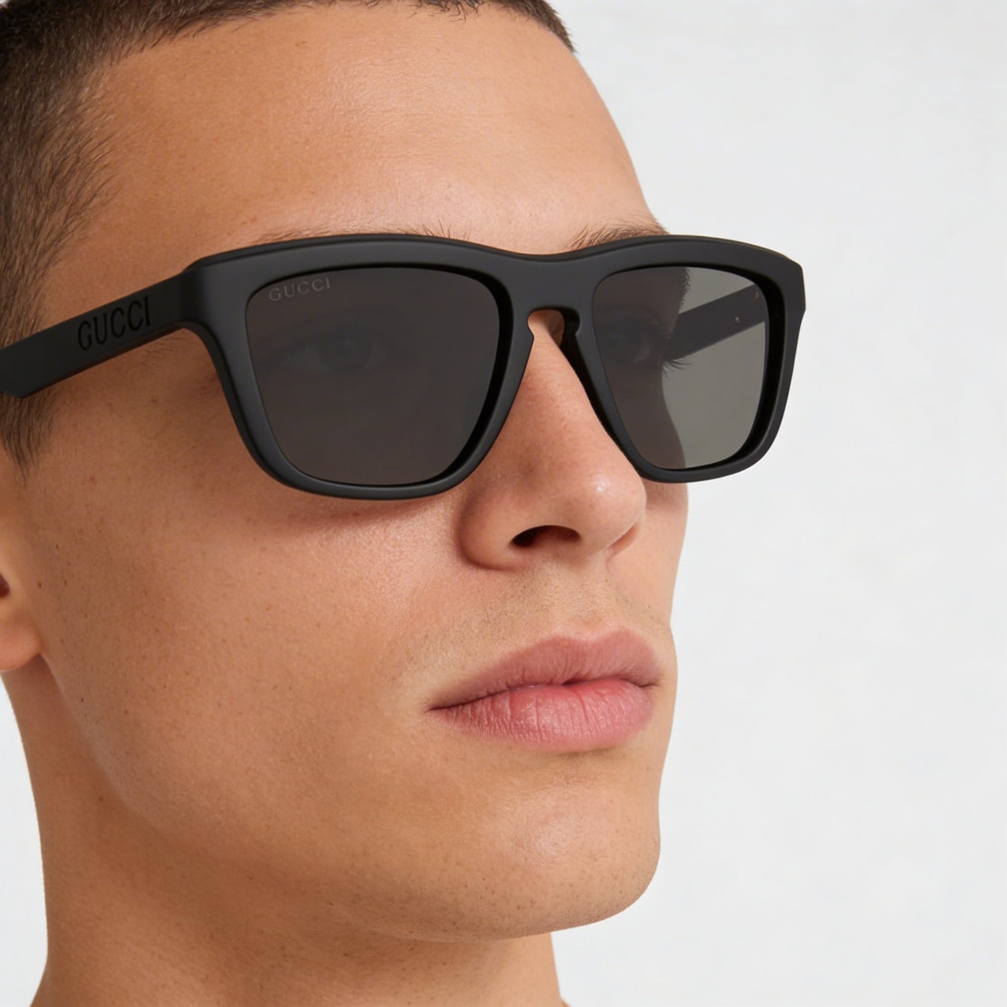 Gucci Casual Sunglasses for Men, Black Acetate Frame, Grey Non-Polarized Lenses, 55mm Lens Width, Photo 5