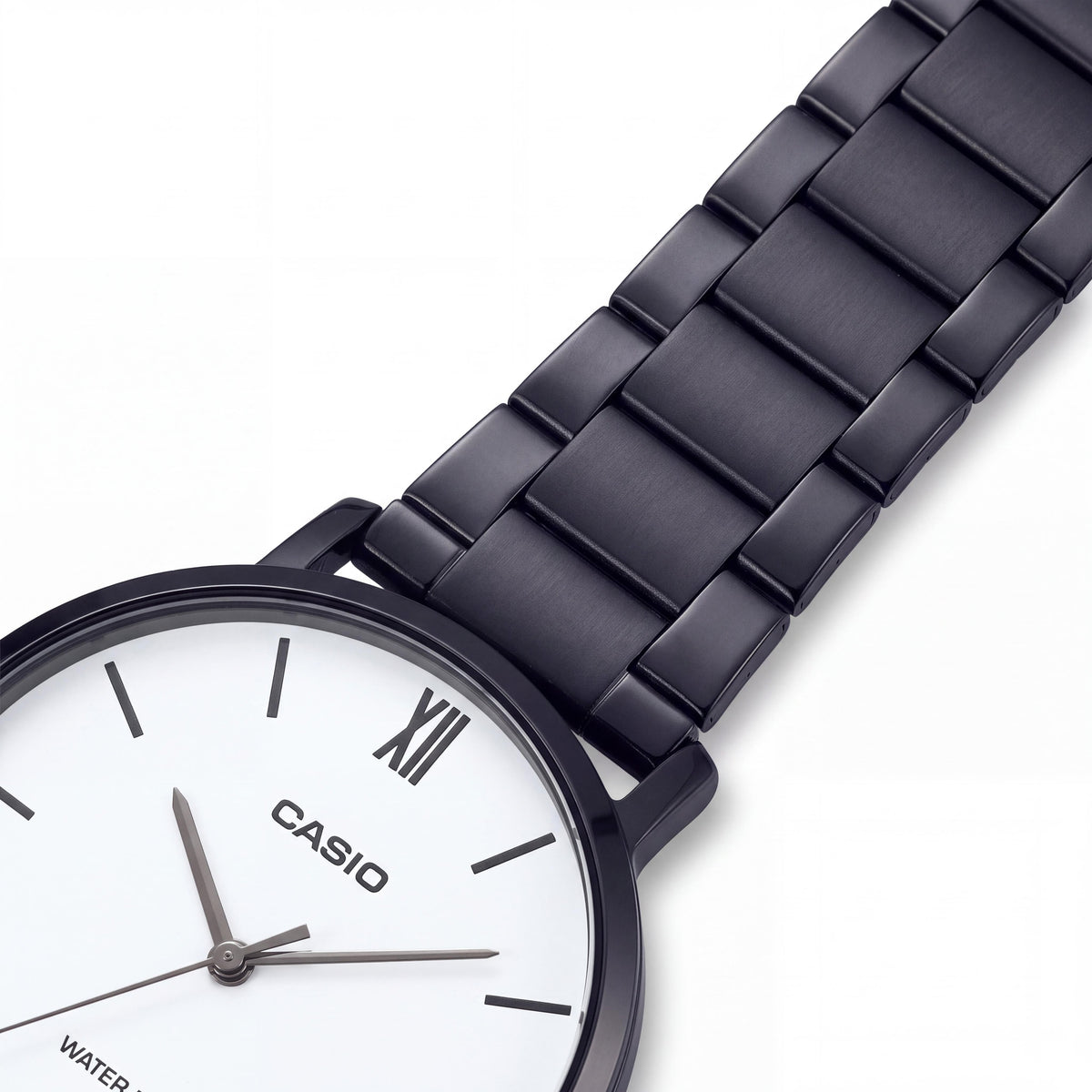 Casio MTP-VT01B-7BUDF Men's Analog Quartz Watch, Black Ion Plated Stainless Steel, White Dial, Water Resistant, Photo 3