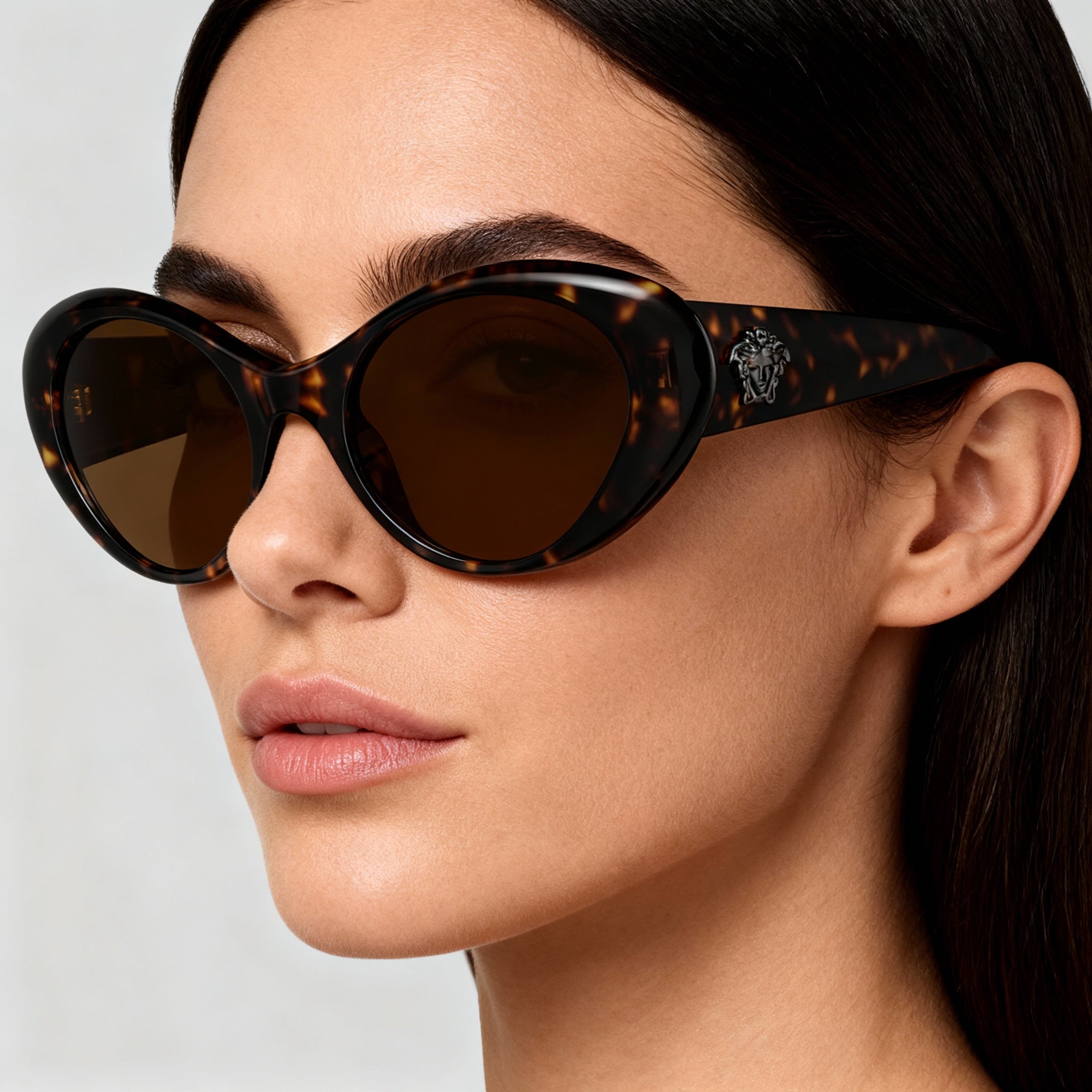 Versace Women's Ve 4455u Multi-coloured Injected Full Rim Oval Non-Polarized Dark Brown Sunglasses 53-19-140, Photo 4