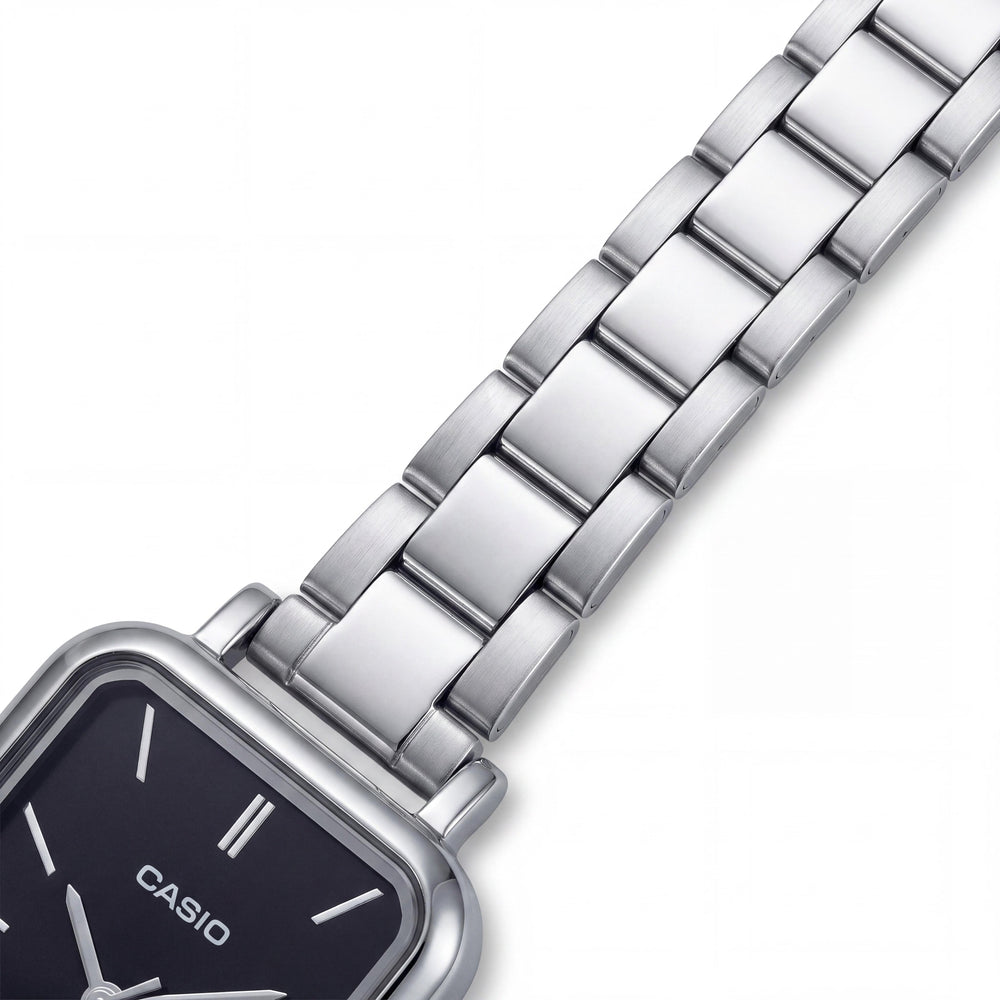 Casio LTP-V009D-1EUDF Women's Quartz Movement Silver Black Stainless Steel Water Resistant Analog Watch 22mm