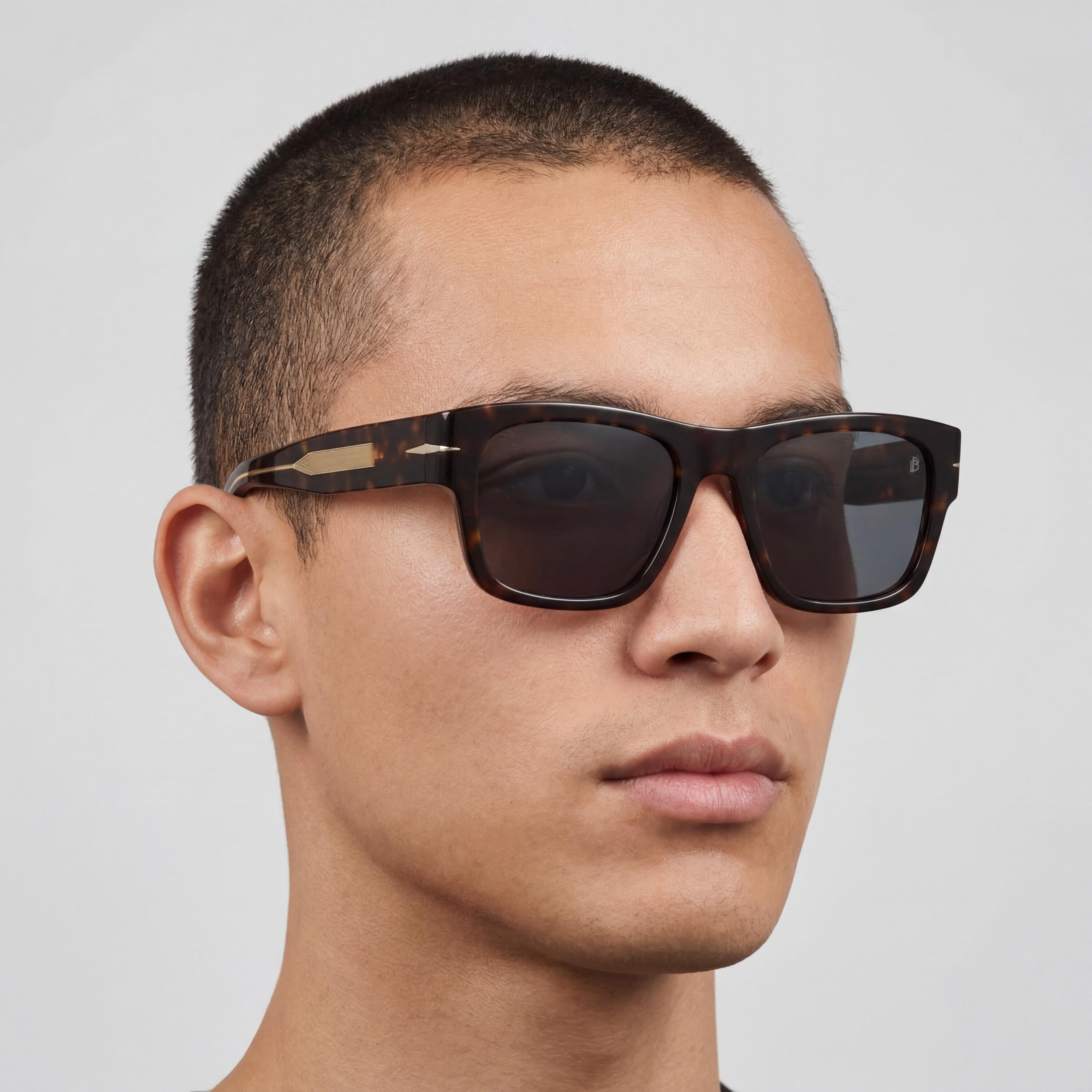 Gafas de sol unisex David Beckham Db 7000/S Bold de acetato Havana Oscuro con lentes gris Havana y protección UV, 52 mm, Photo 3
