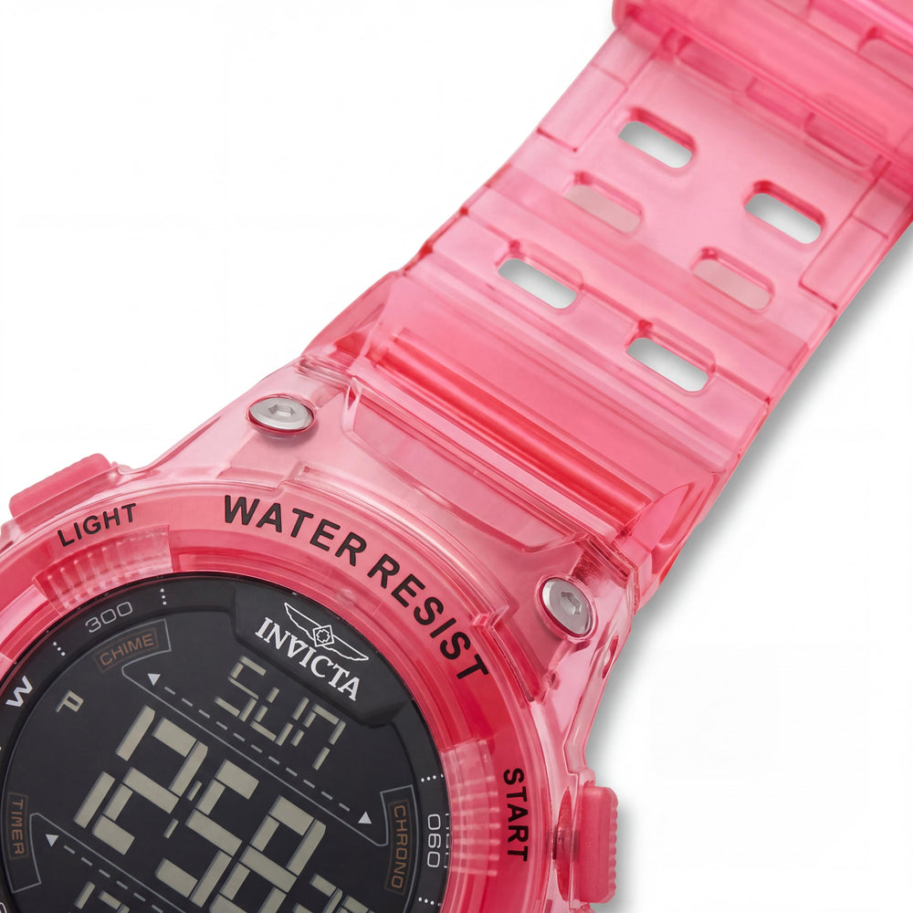 Invicta Racing 49045 Reloj unisex de correa impermeable de 10 bares, digital, con esfera negra y caja de plástico de 52 mm