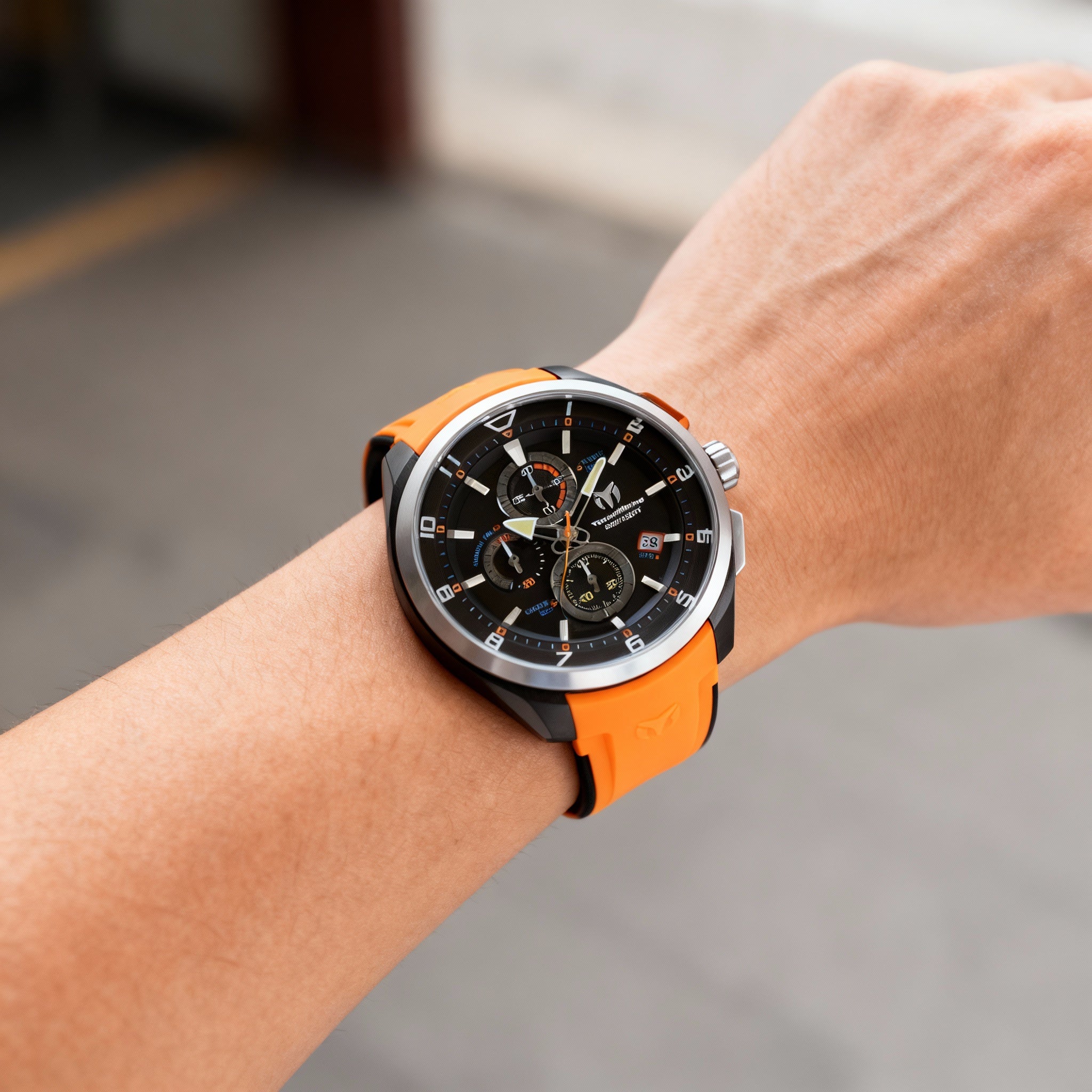 TechnoMarine OCEAN - QUANTUM TM-318128 Men's 44mm Black Dial Quartz Watch, Black Silicone Strap, Stainless Steel, Photo 3