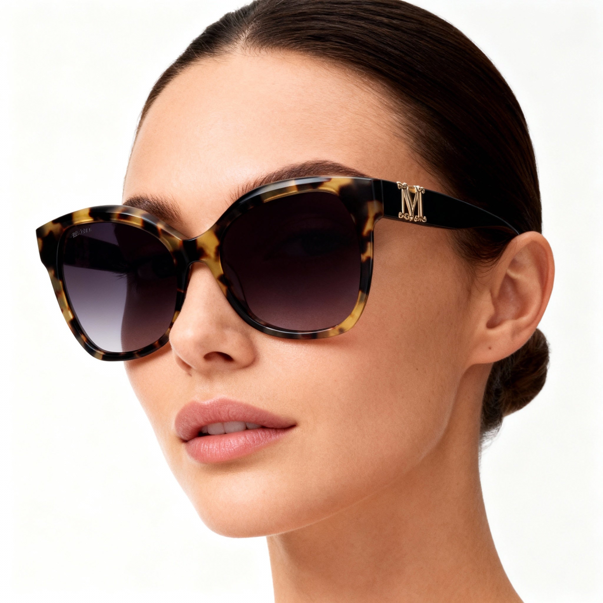 Gafas de sol casuales MaxMara MM0014 EMME3 de acetato para mujer, montura color habana, lentes ahumados degradados, 56-18-140, Photo 4