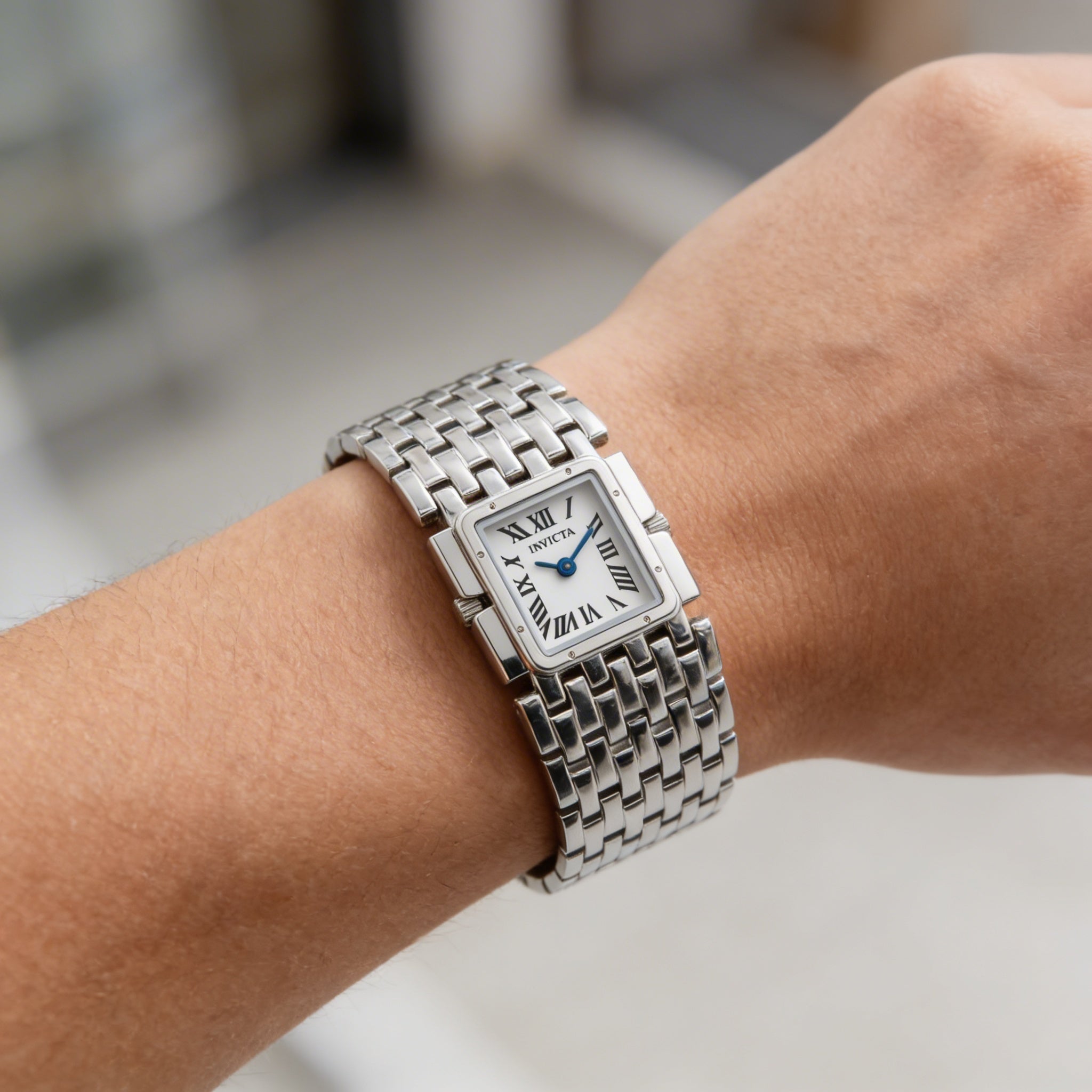MAYAMAR bracelet Unisex 21mm Silver Stainless Steel White Dial Water Resistant 3 Bar Precise Electronic Quartz Watch, Photo 3