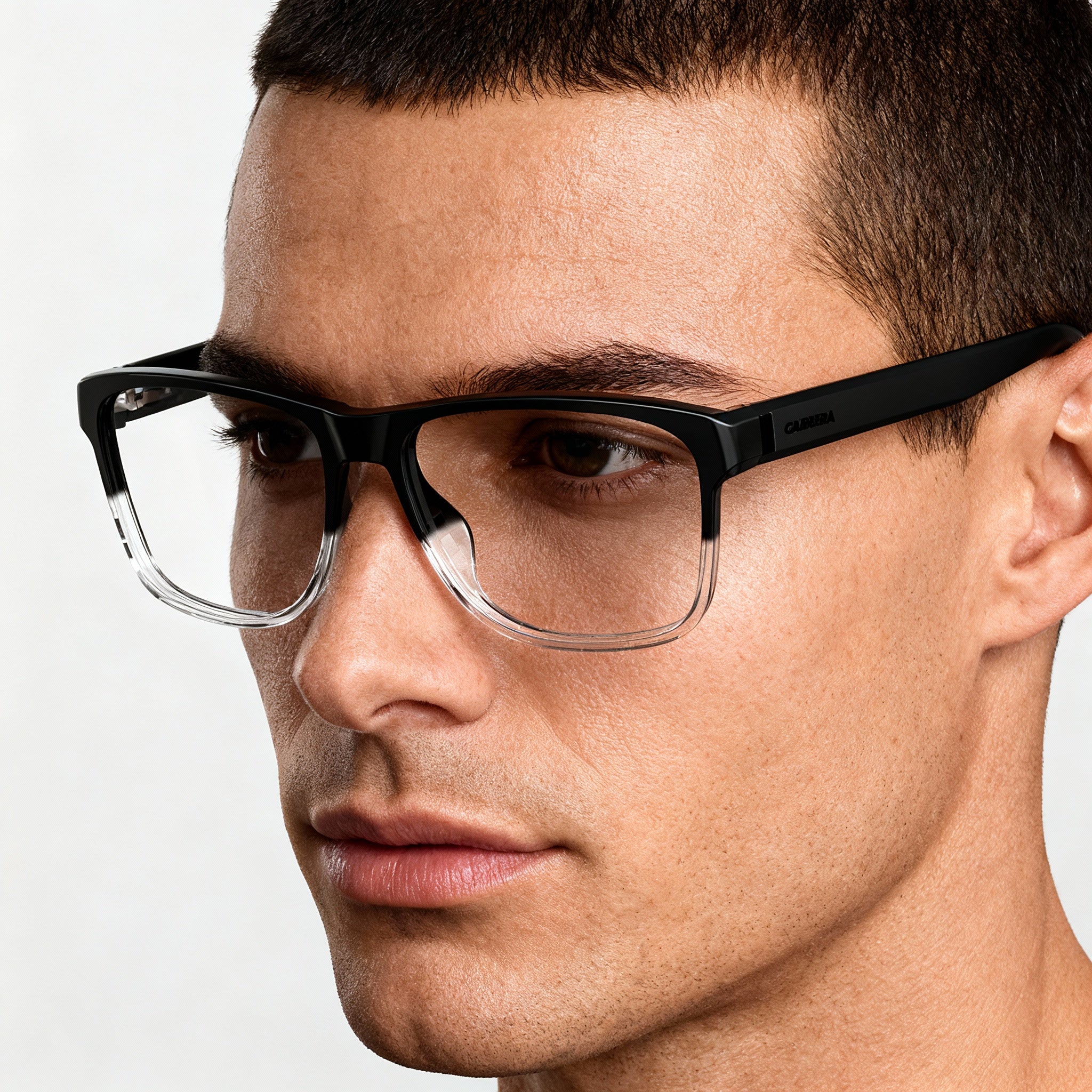 Carrera 8851 Men's Square Bi-Injected Acetate Eyeglasses with Flex Hinges Black Crystal 56-16-145, Photo 3