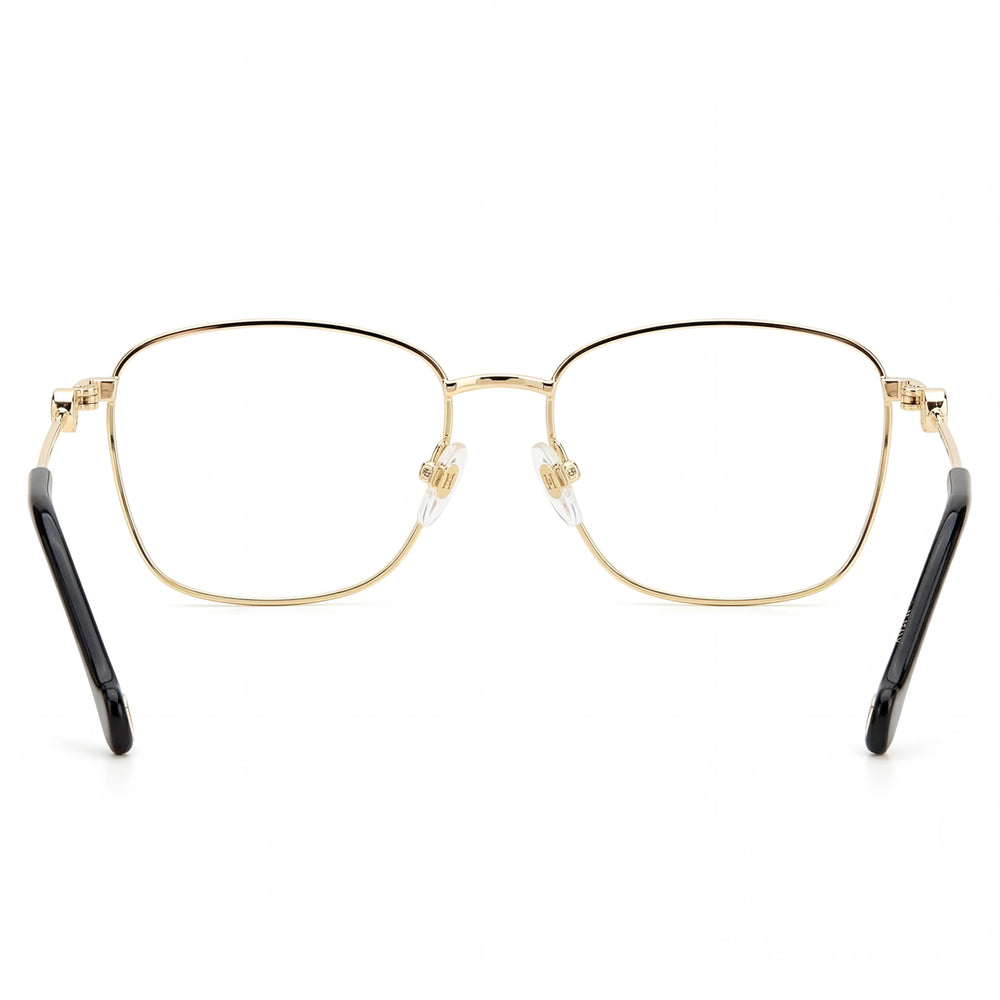 Carolina Herrera Modern Women's Alloy Steel Gold Black Prescription Ready Eyeglasses with Transparent Demo Lenses 57-16-145