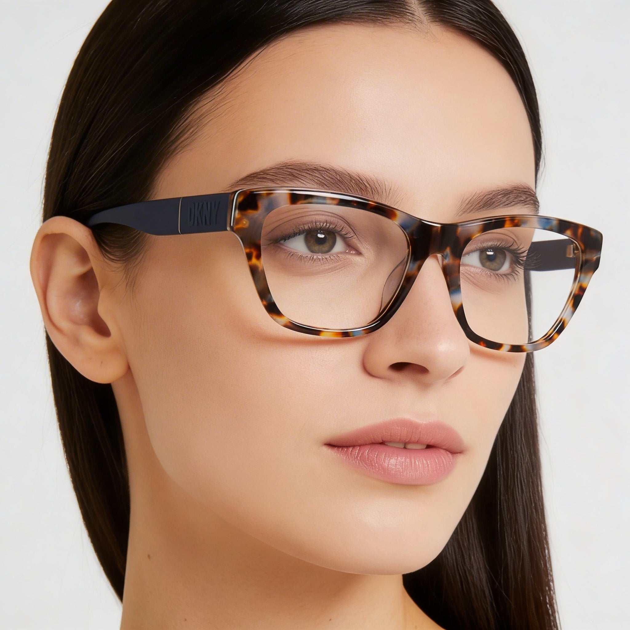 DKNY Modern Women's Eyewear with Acetate Frame, Bone Ink Tortoise Color Pattern, 54mm Lens Width, Photo 5