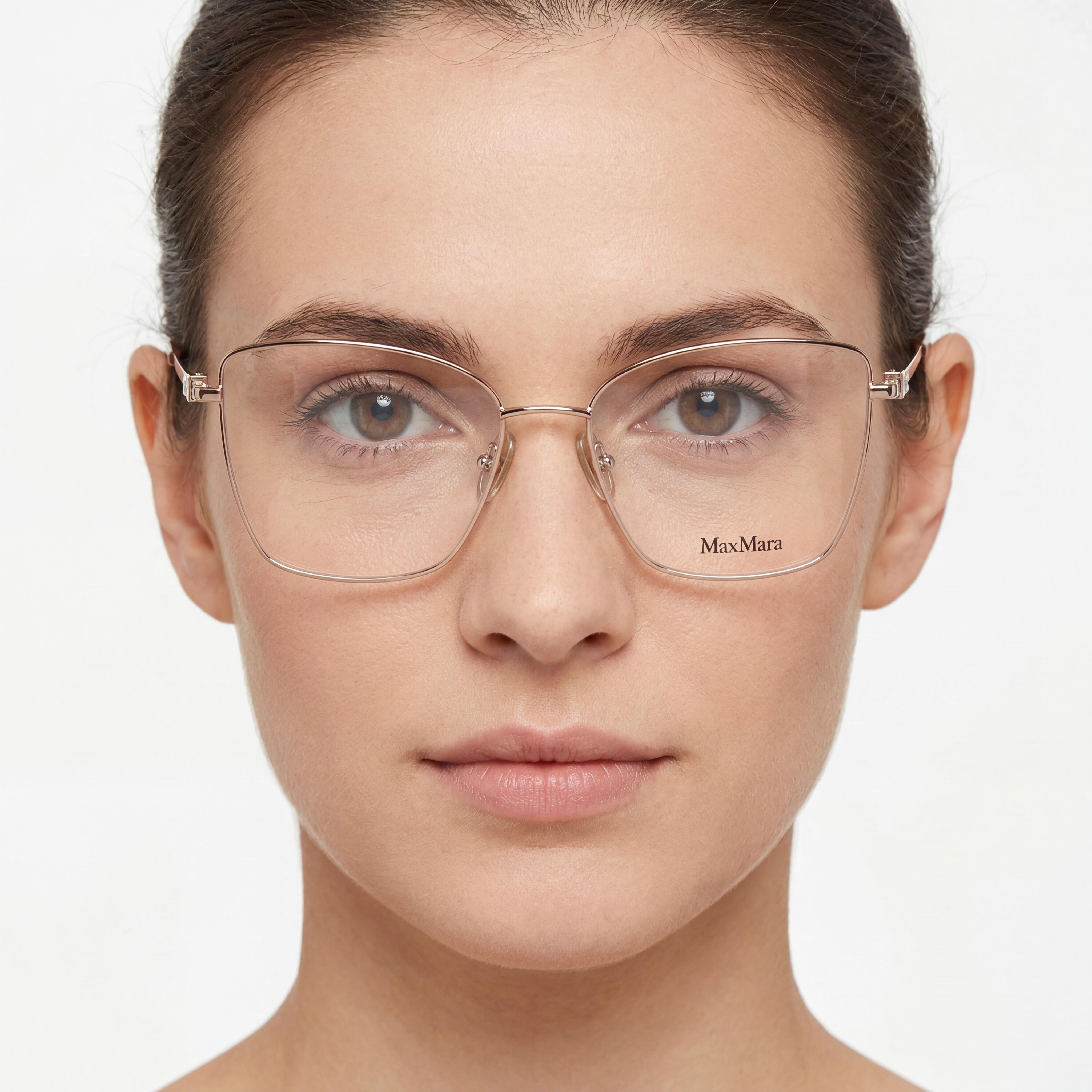 MaxMara Casual Women's Shiny Rose Gold Metal Frame Optical Eyeglasses with Clear Demo Lenses, Size 55, Photo 3