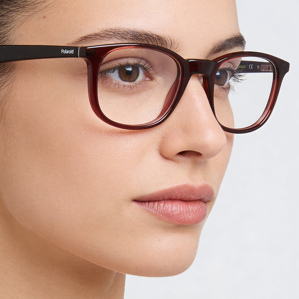 Gafas Polaroid Modern para mujer, montura de acetato roja, lentes rojas sin policarbonato, talla 50-21-145 mm