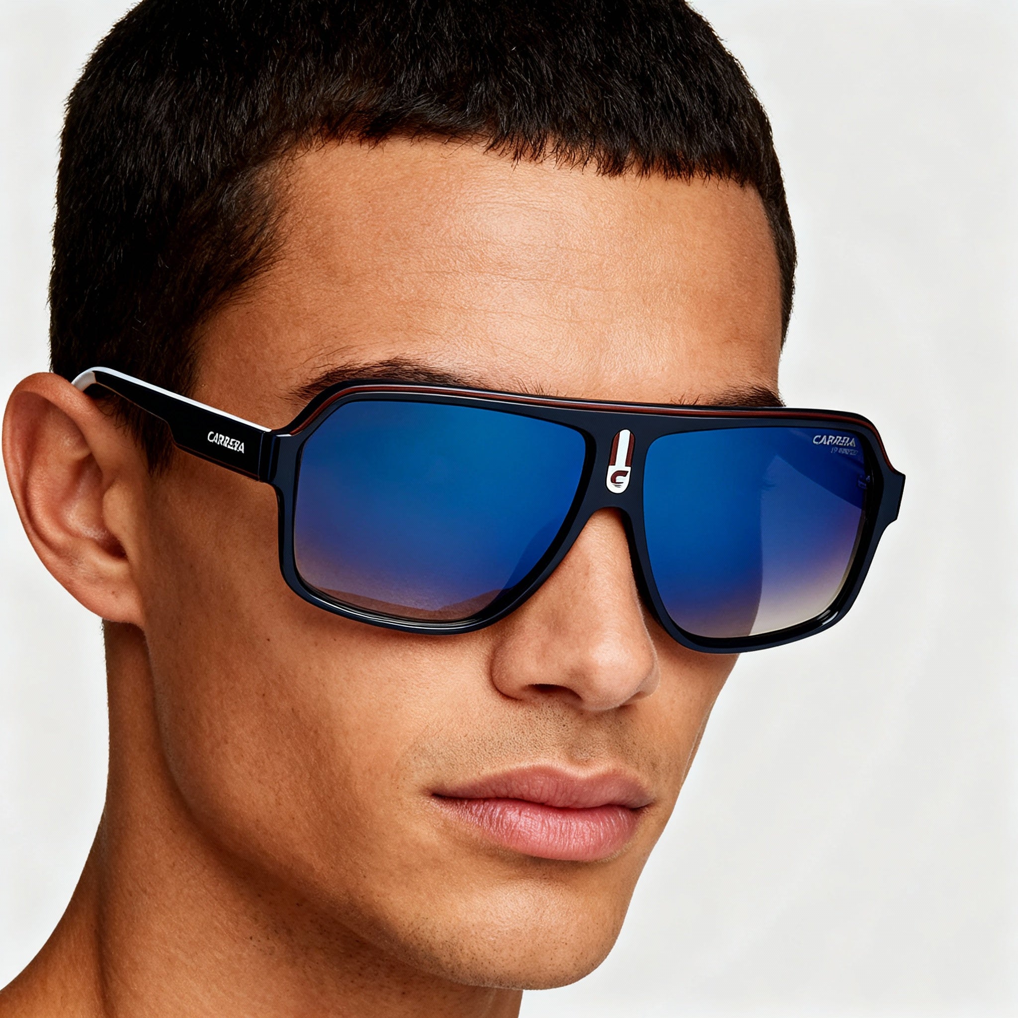 Carrera 1001/S Unisex Plastic Aviator Sunglasses, Blue Red Frame with Gray Multi Lenses, 62mm, Photo 5