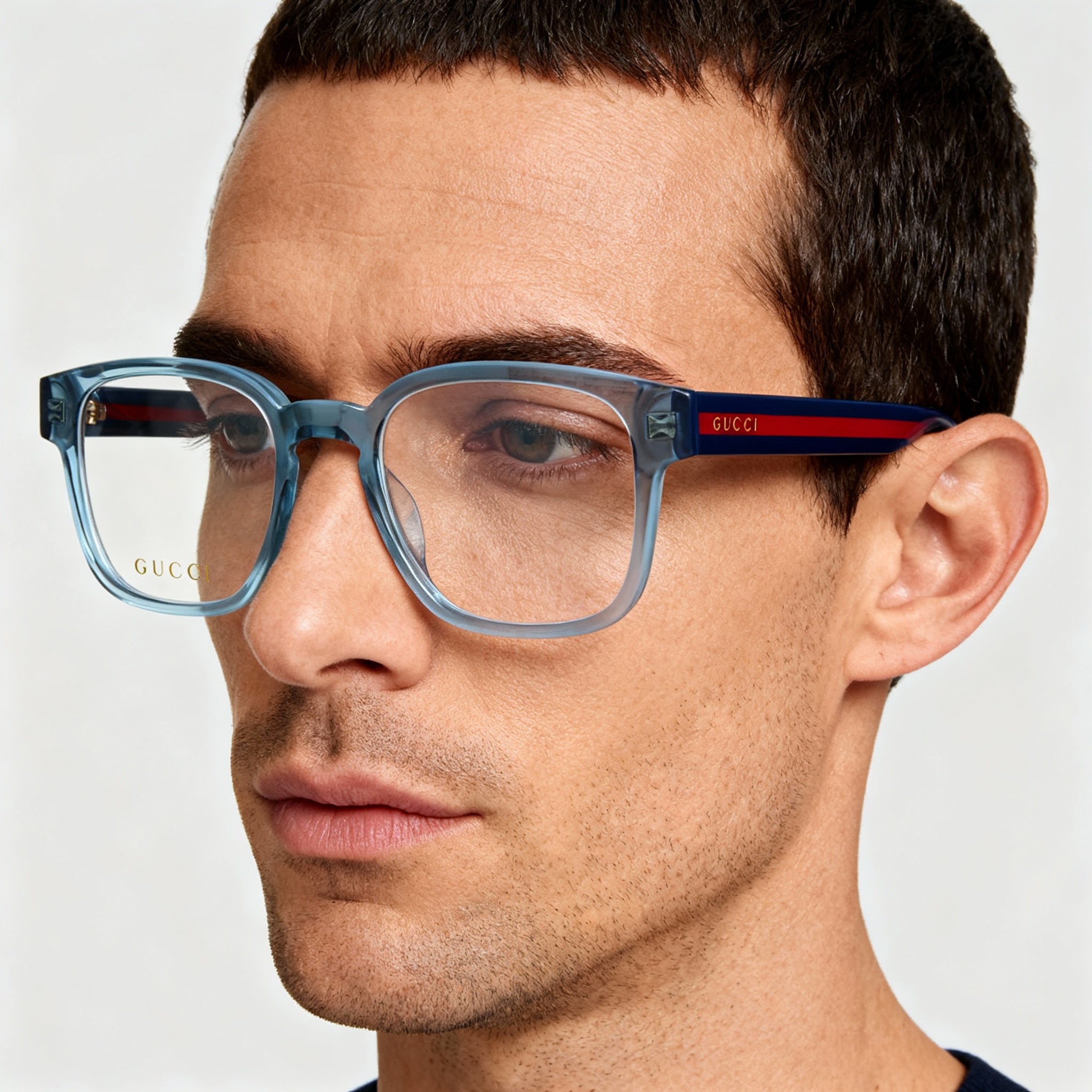 Gucci GG0927O 006 Men's Transparent Blue Acetate Full Rim Square Glasses 49-19-145, Photo 5