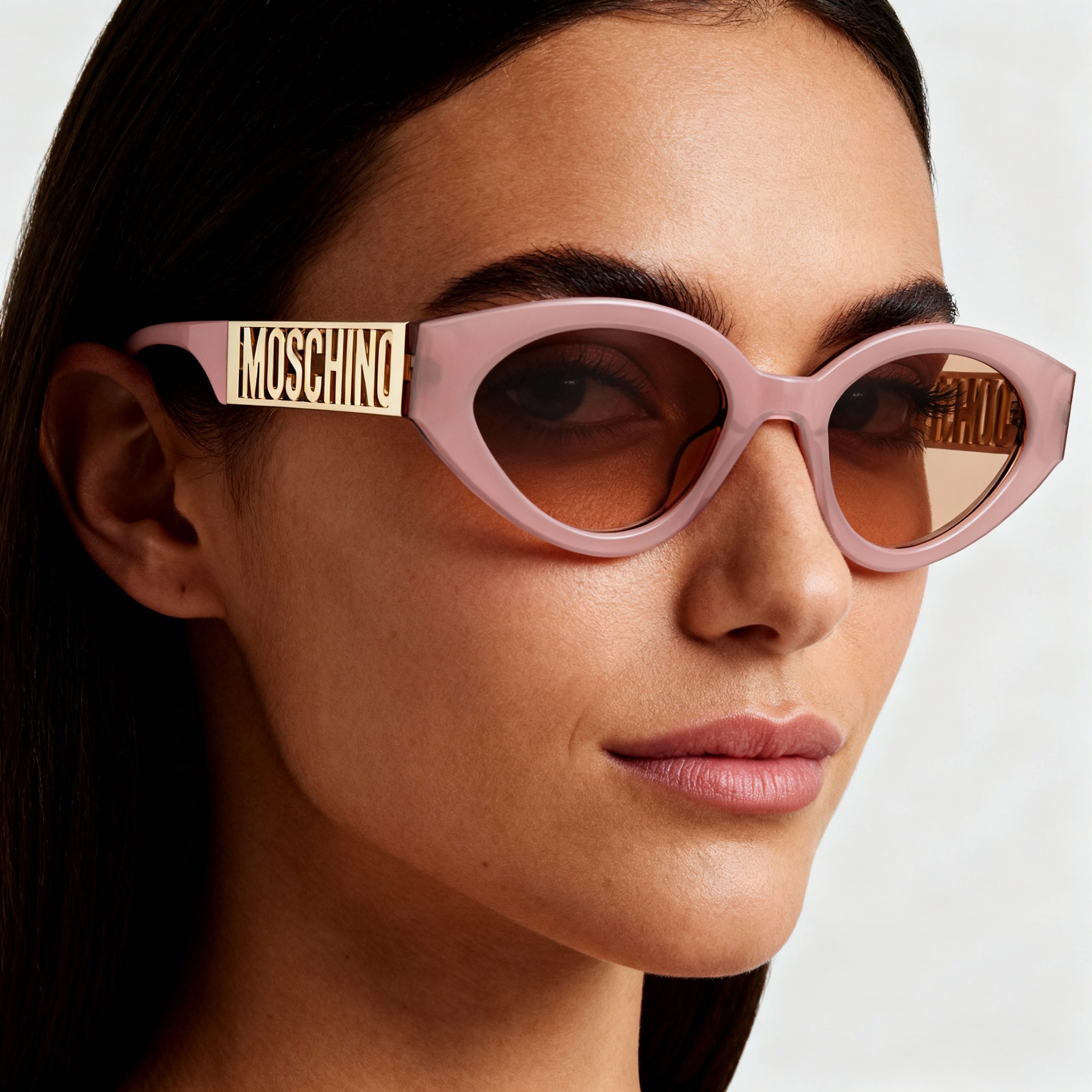 Moschino MOS160/S Women's Cat Eye Acetate Sunglasses - Pink Frame, Pink Flash Silver Lens, 51mm, Photo 4