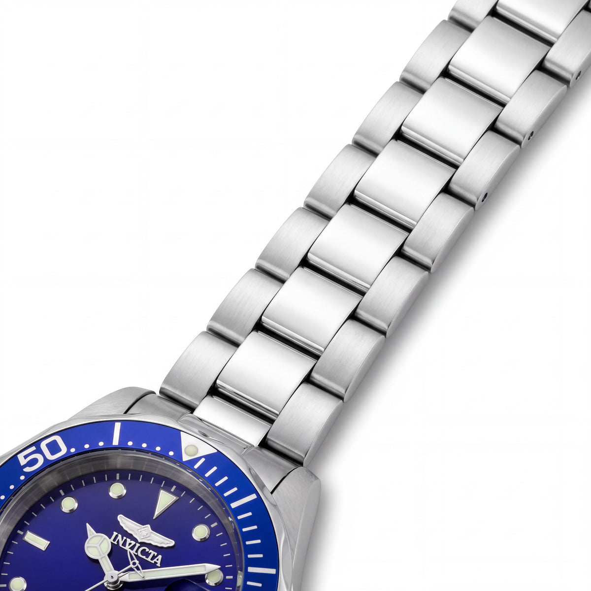 Invicta Pro Diver Reloj automático para hombre, brazalete de acero inoxidable tono plateado de 40 mm, esfera azul, fecha, cristal Flame Fusion, resistente al agua 200M, Photo 2