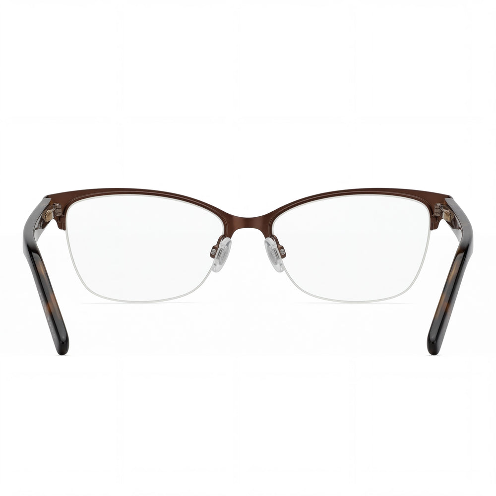 BOSS Hg 1079 Women's Cat-Eye Eyeglasses with Matte Brown Stainless Steel Front & Havana Acetate Temples 56mm