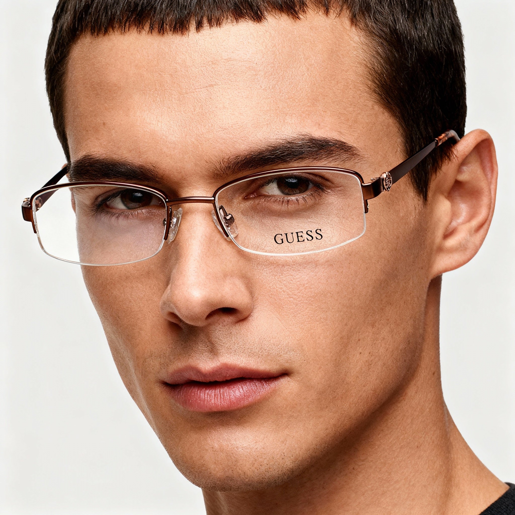 GUESS GU2525 C50 Unisex Metal Optical Frames Matte Dark Brown 50mm, Photo 4