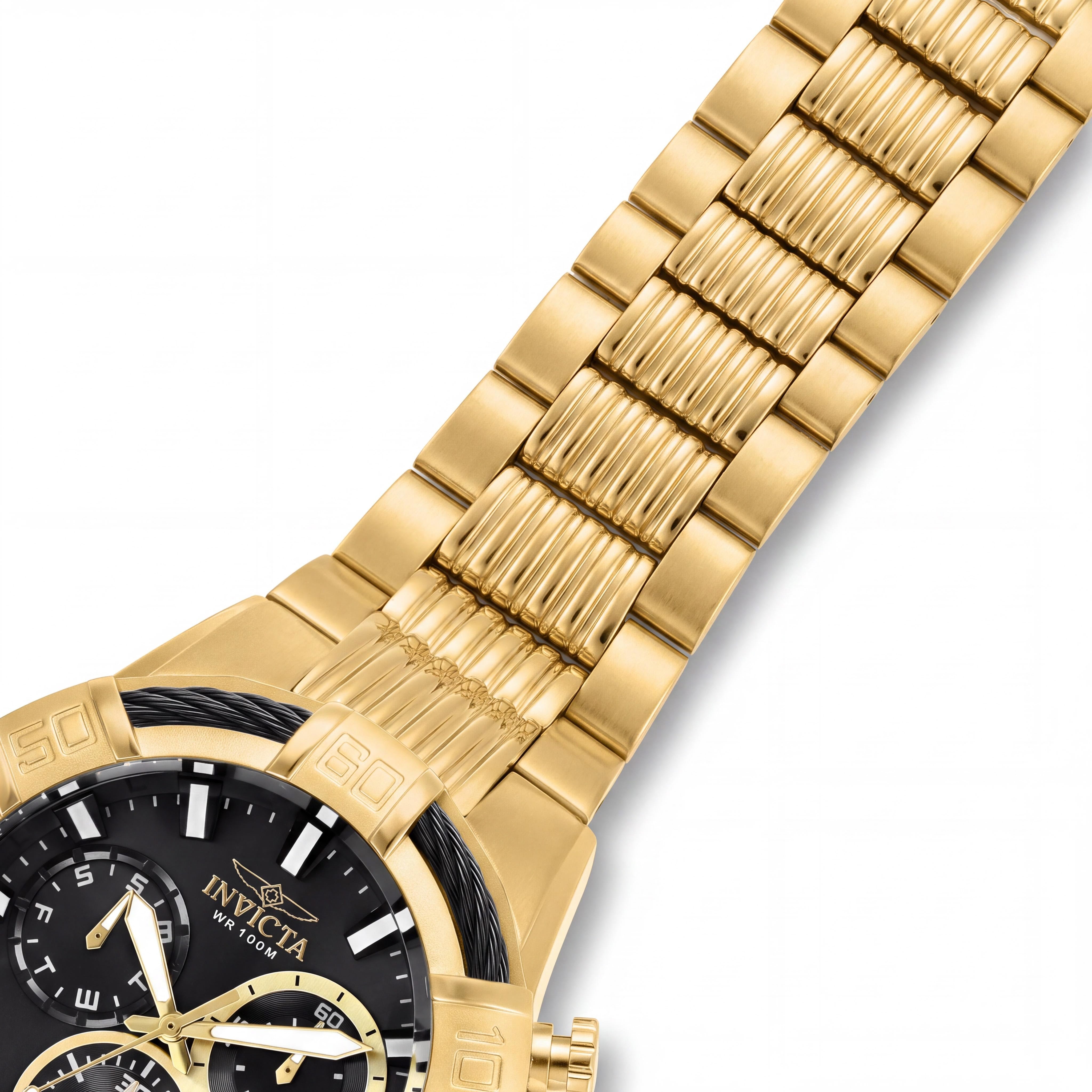 Invicta Bolt 25867 Men's Gold-Tone Stainless Steel Bracelet Chronograph Watch with Black Dial, 51mm Case, Photo 3