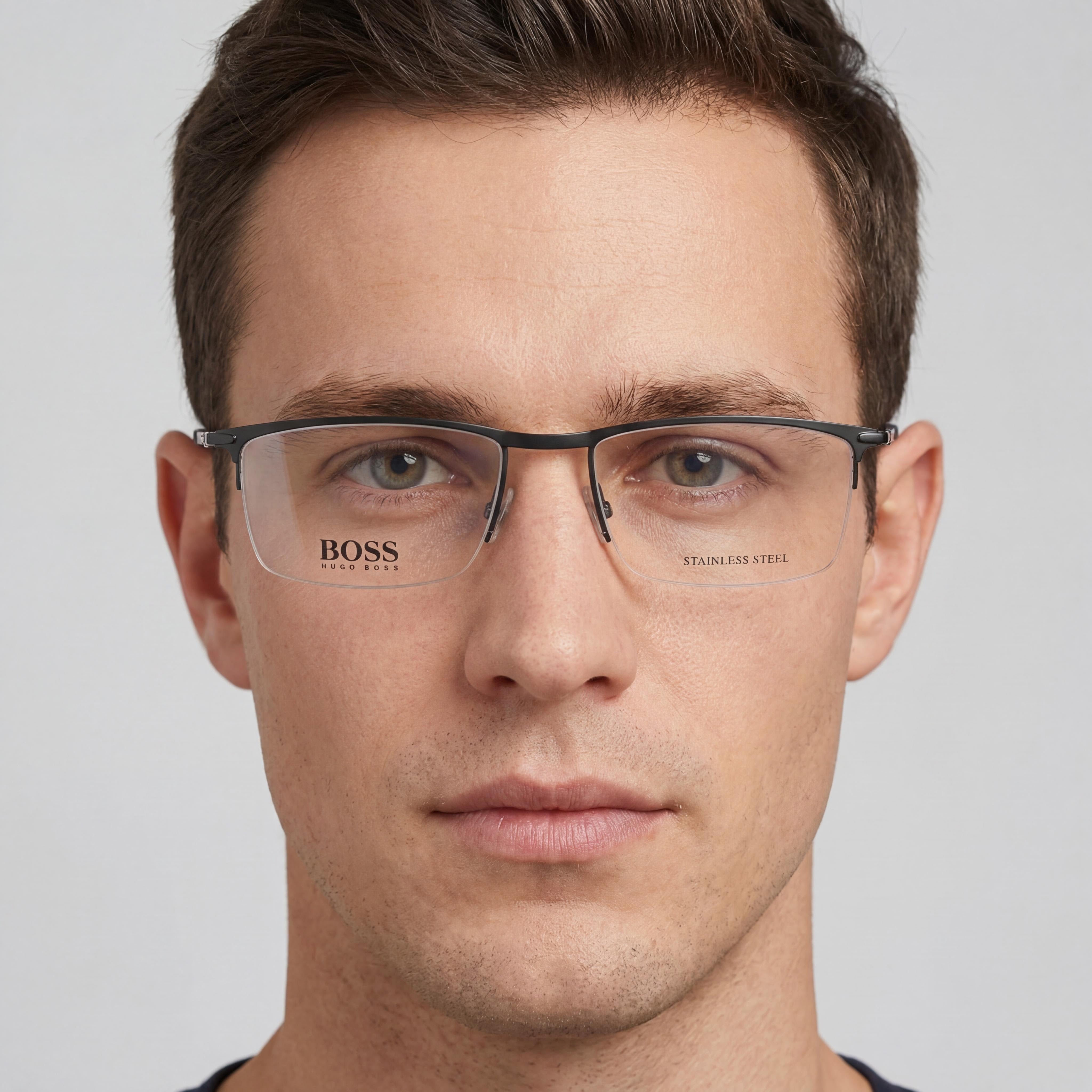 Gafas Hugo Boss para Hombre Boss 0940 Rectangulares de aleación de Acero de Goma Gris No Graduadas 55, Photo 5