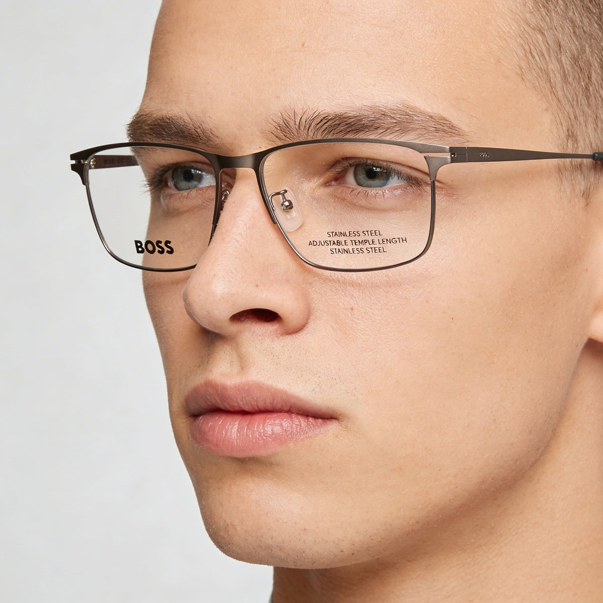 BOSS Audio Systems Hugo Boss Rectangular Optical Frames Men's Metal Matte Dark Ruthenium 40mm, Photo 3