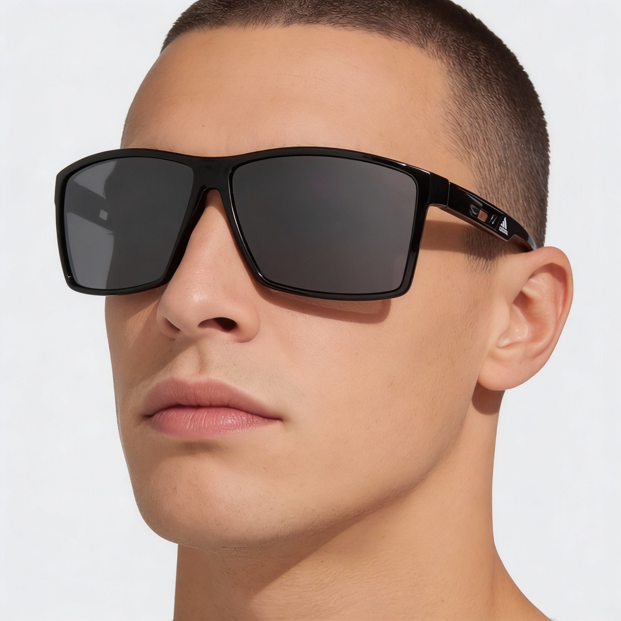 adidas Injected Sun Glasses Men's Shiny Black Plastic Frame Smoke Polarized UV Protected Lenses 63mm, Photo 4