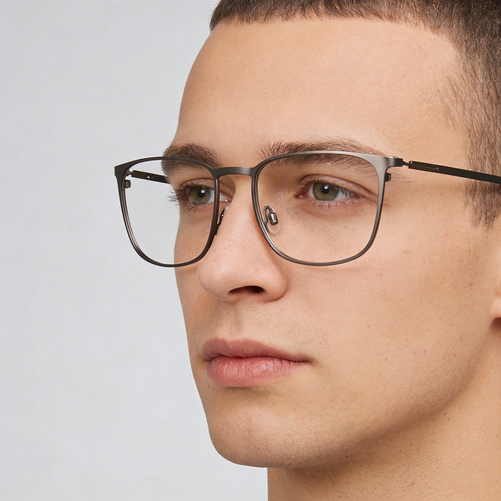 Flexon E1143 Men's Optical Frame, Metal Construction, Matte Gunmetal Kelp Color, 54mm Lens Width, Photo 4