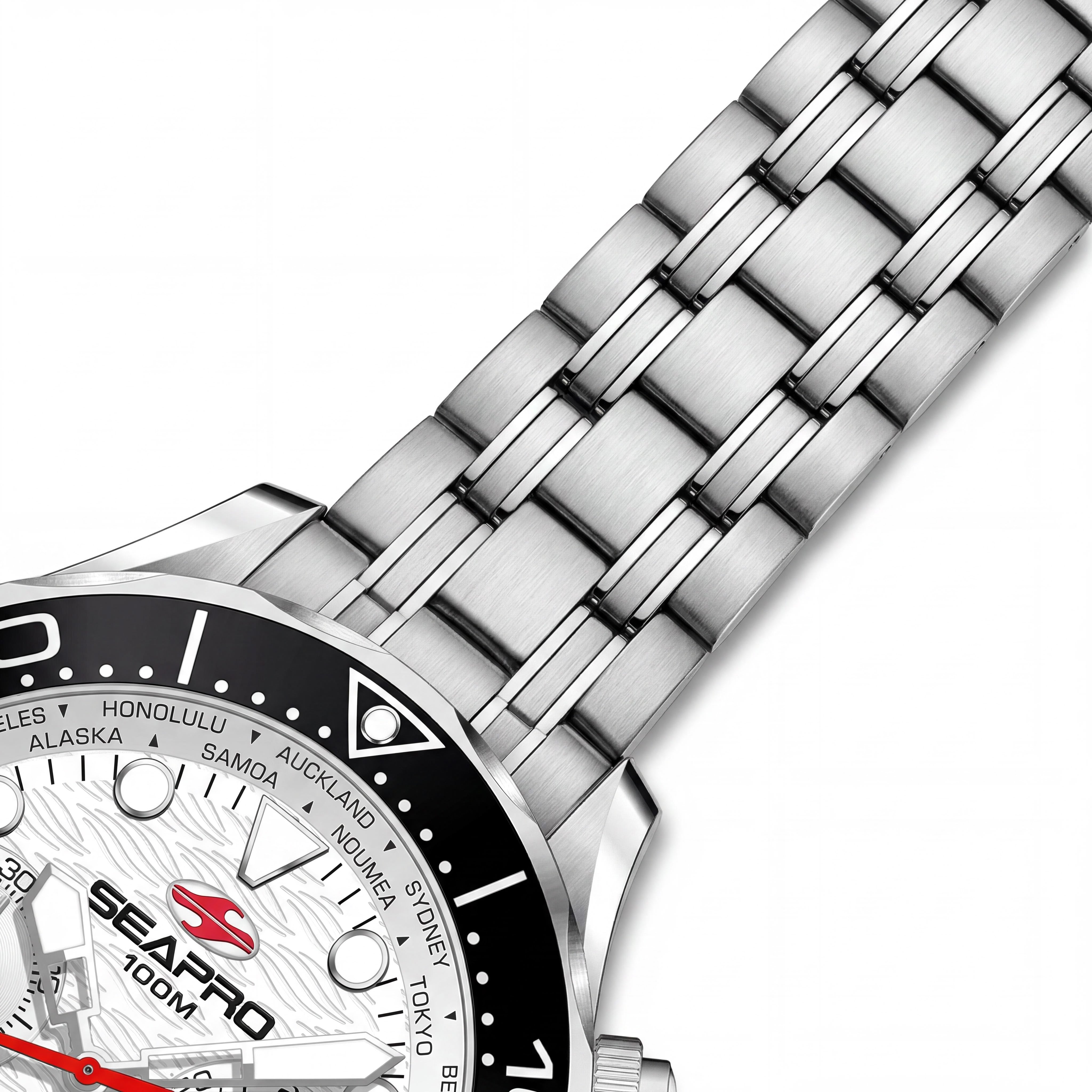 Reloj Seapro Mondial Timer SP0151 para hombre con caja y brazalete de acero inoxidable, esfera blanca y resistencia al agua de 10 ATM, Photo 3